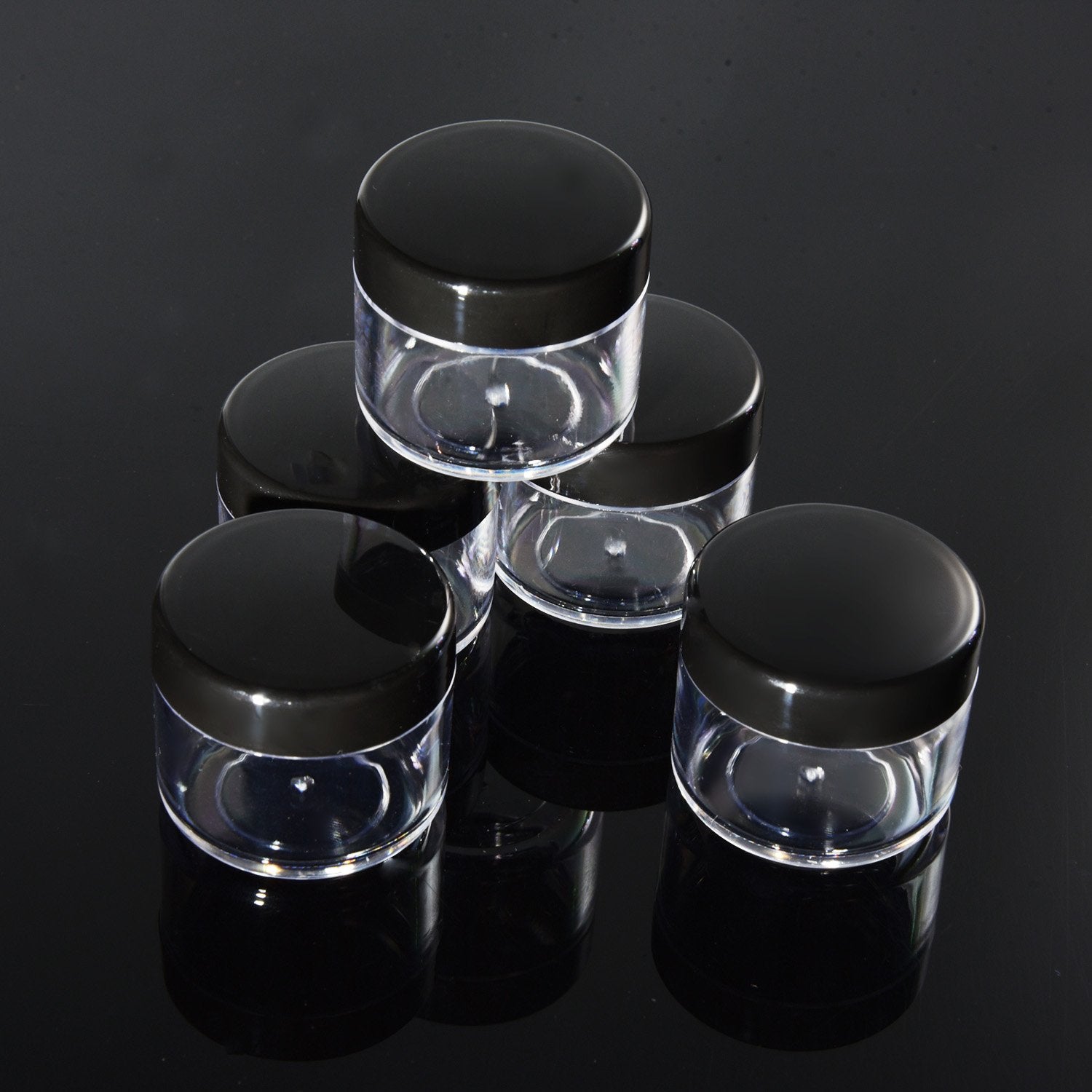 20 Pieces Round Pot Jars Plastic Cosmetic Containers Set With Lid For Liquid Creams Sample, 20 Ml/ 0.7 Oz (Black Lid)