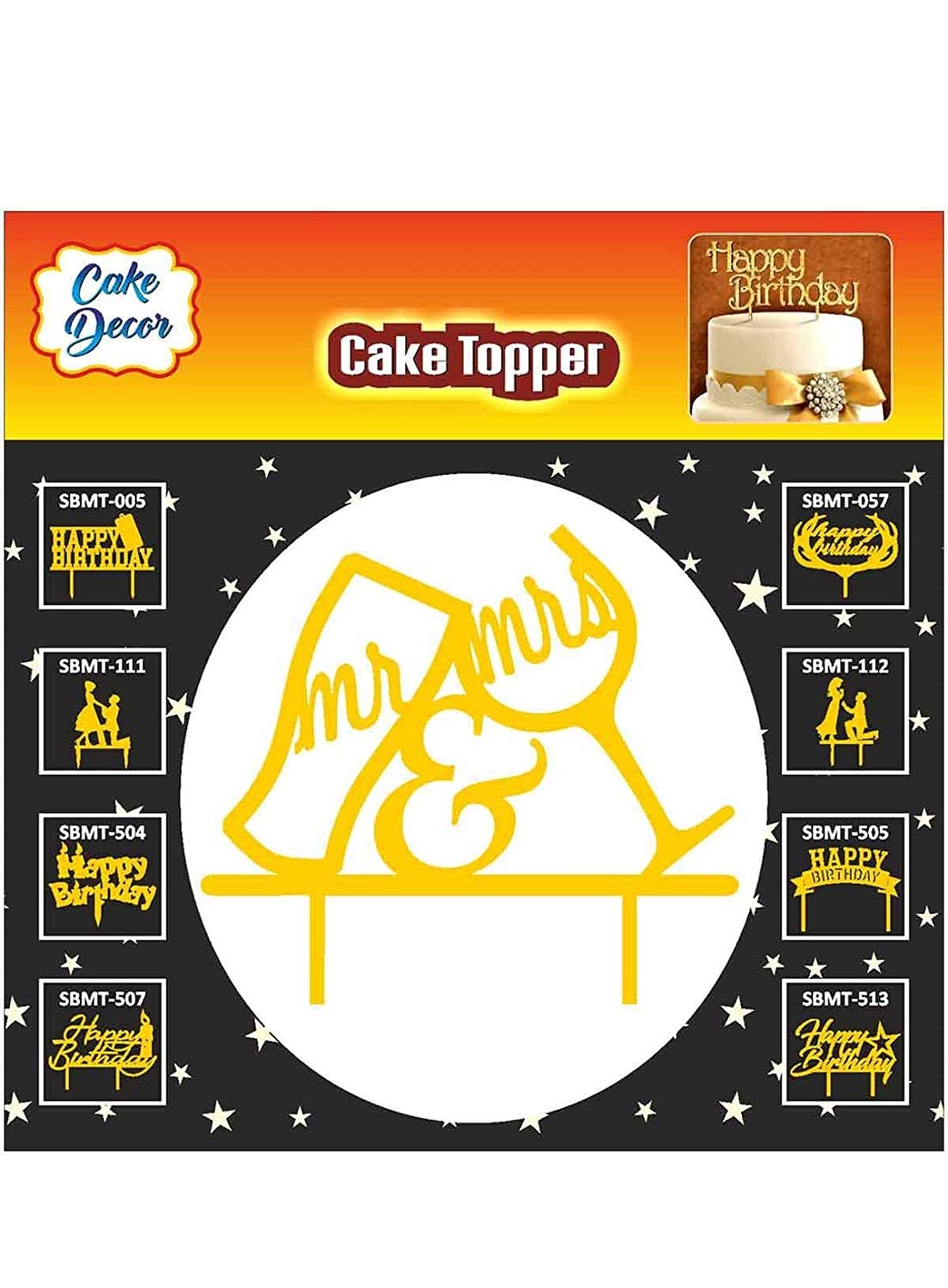 Cake Decor Mirror Shimmer Shining Acrylic Cake Topper Mr. And Mrs. With Glass And Bottel