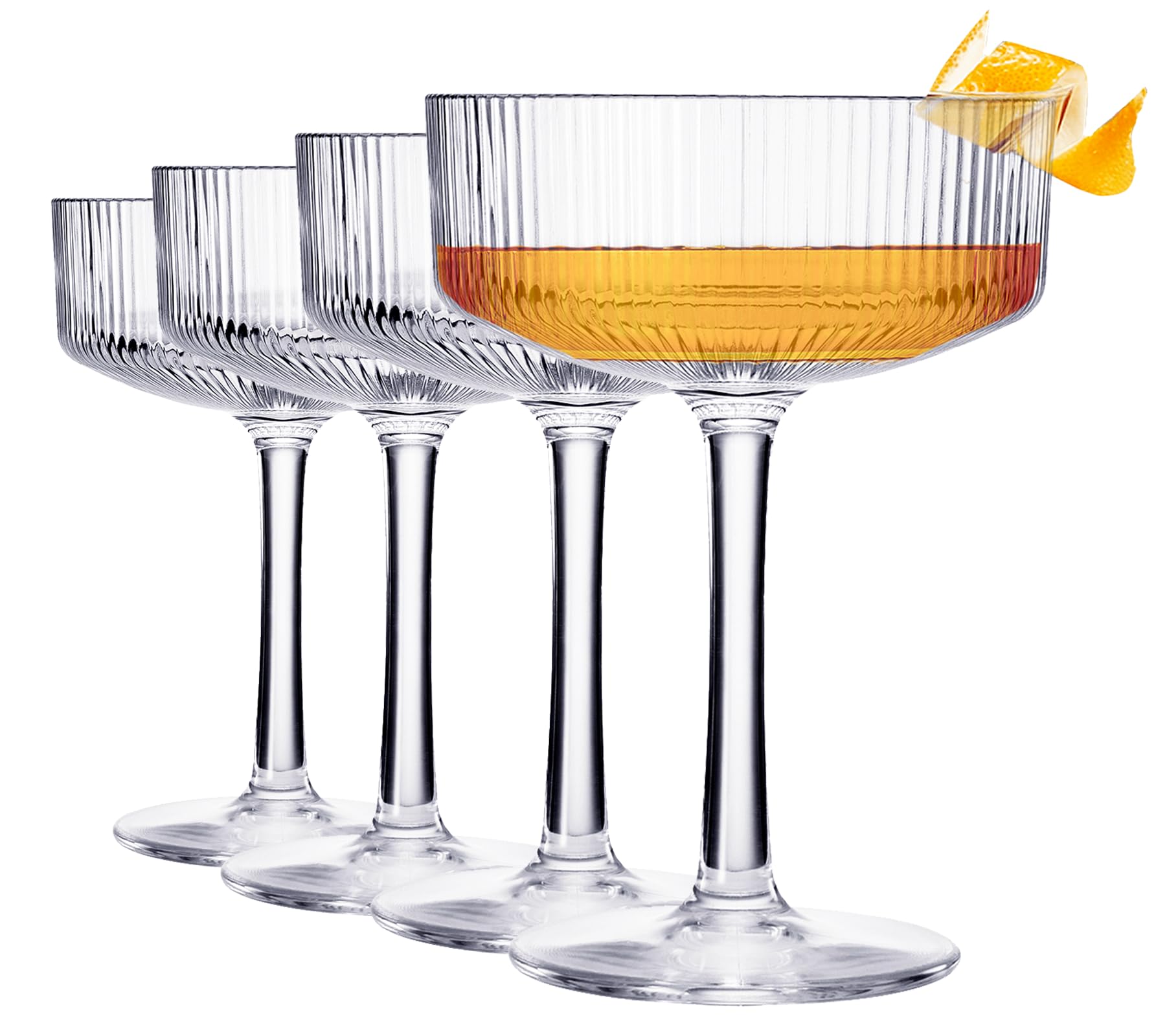 Barcelona Acrylic Champagne Coupe Cocktail Glassware, Set of 4