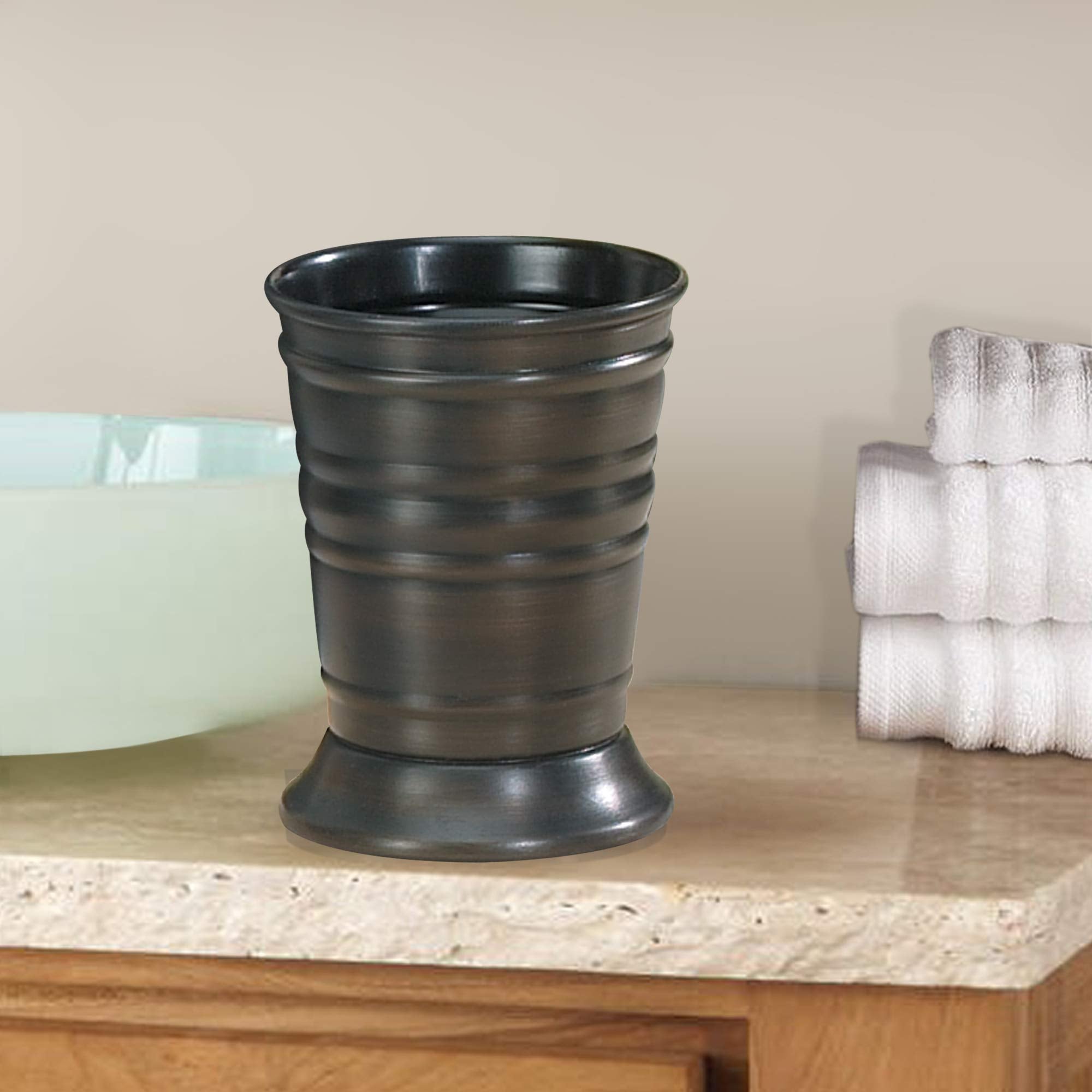 Nu Steel Bogart Metal Tumbler, Makeup Brush Holder And Toothbrush Cup For Bathroom, Countertop, Desk, Dorm, College, And Vanity-