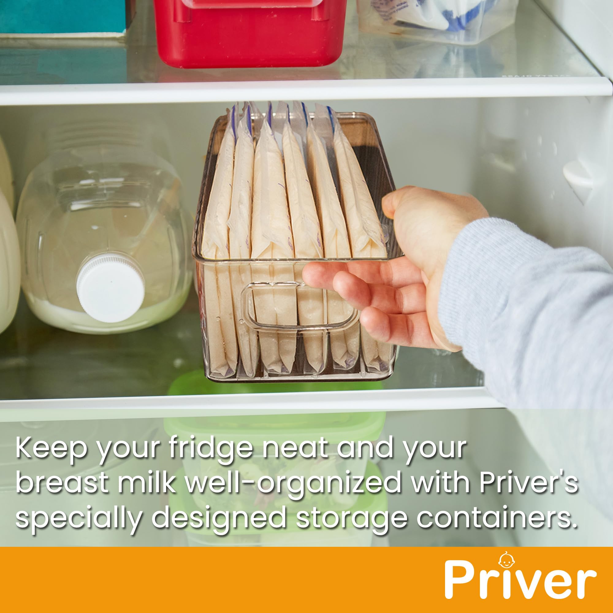 Priver - Breast Milk Freezer Storage Containers, 4 Pack - Breastfeeding Essential In Organization And Storage For Milk & Baby Bo