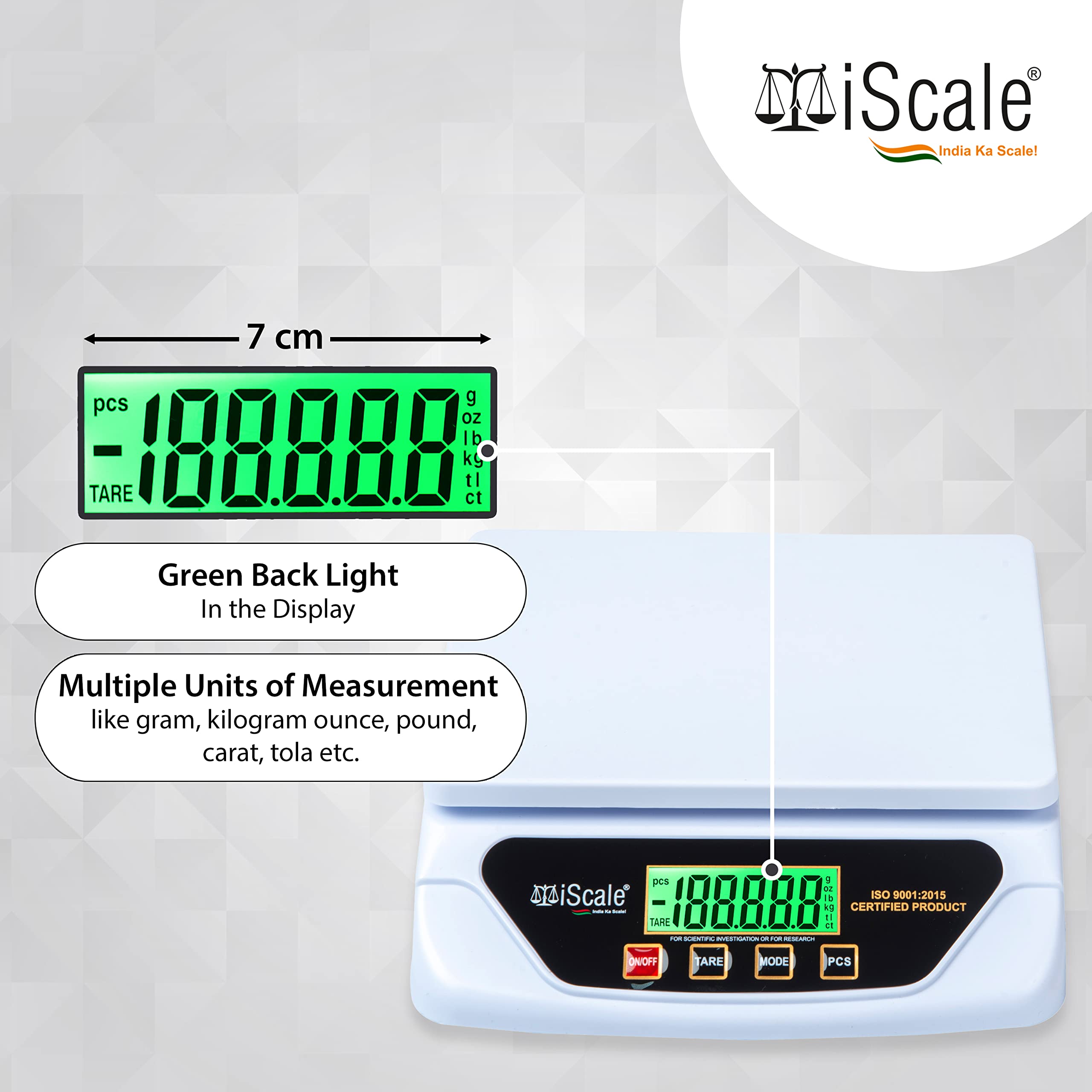 Iscale Digital Kitchen And Multipurpose Weighing Machine Capacity Upto 30Kg With Direct Power Adapter, Best Suitable For 5-10Kg