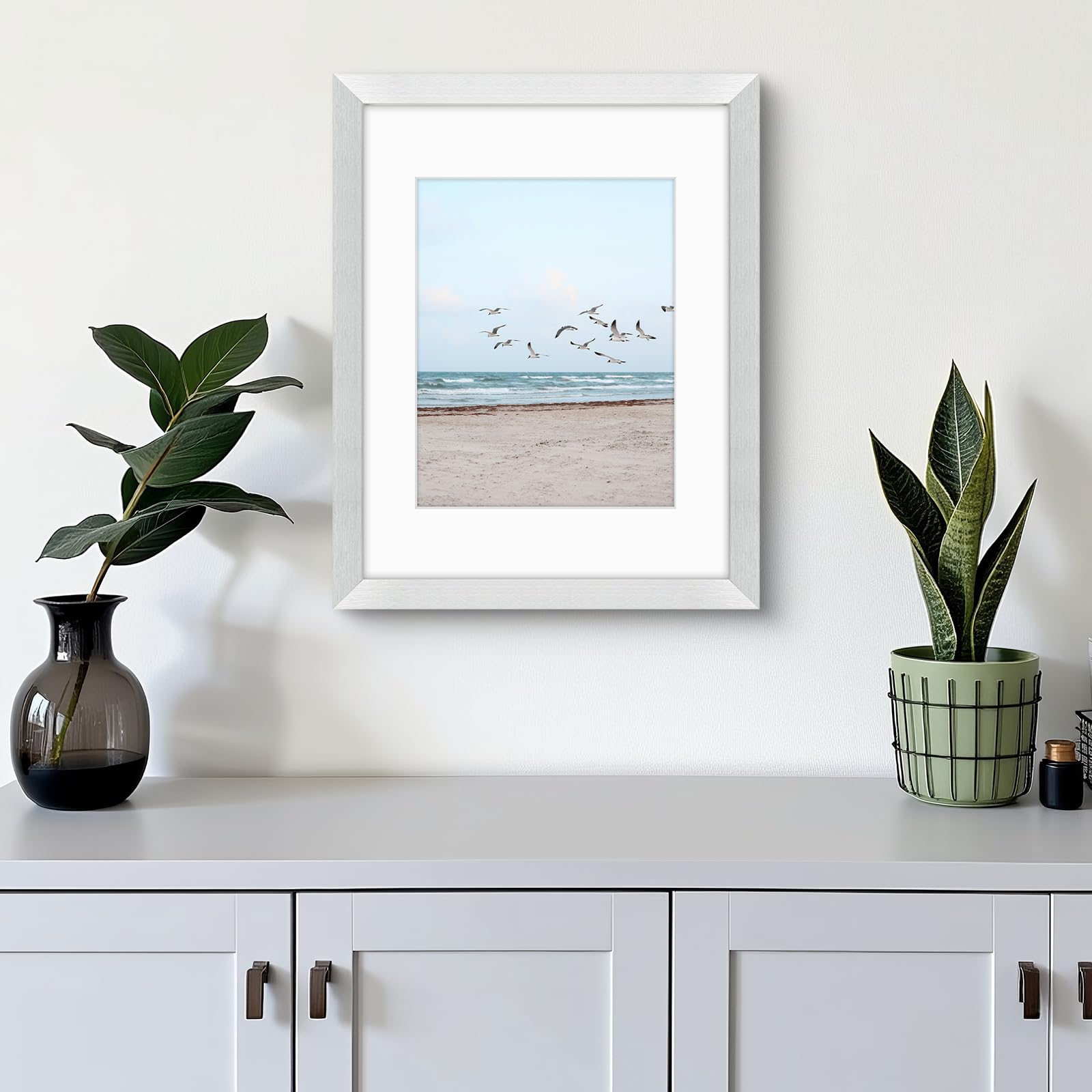 Frametory, 11x14 Frames Display 8x10 Picture with Mat or 11x14 Photo Without Mat, Shatter-Resistant Glass, Pre-Installed Wall Mo