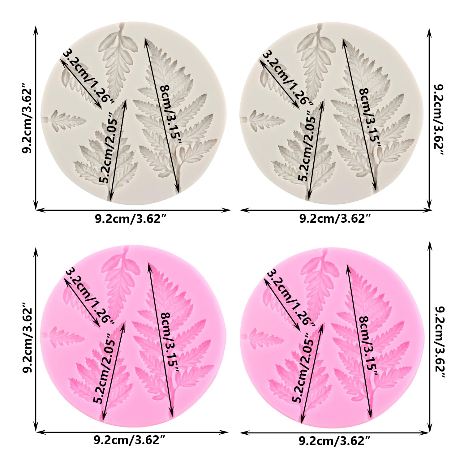 Rfghac Tree Leaf Silicone Mold Fern Leaves Fondant Molds Fern Mold For Cake Decorating Cupcake Topper Candy Chocolate Gum Paste