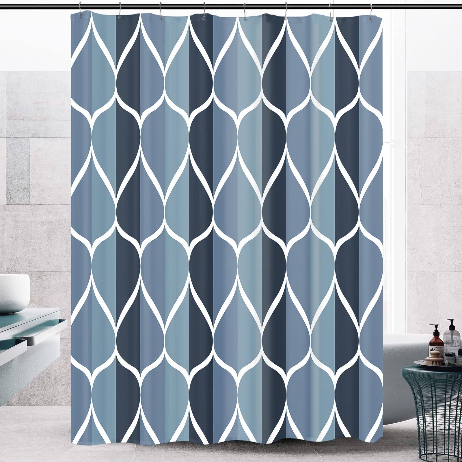 Gelbchu Aegean Blue Fabric Bath Shower Curtain W 54 X H 72,Waterproof Design And Polyester, Quick-Drying, Heavy Weight, Stall Si