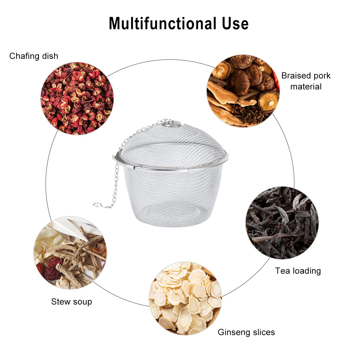 NAWTOR Extra Large Stainless Steel Tea Ball Infuser, 11cm/4.3 inch, Silver Mesh Strainer for Tea and Spices