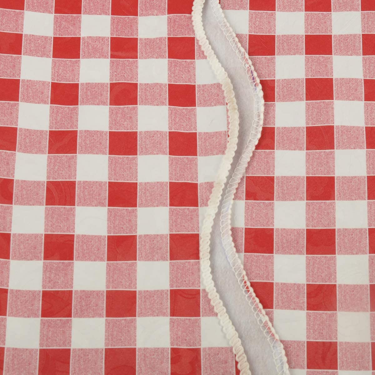 Artisan Flair Af60122-014 Red And White Checkered Vinyl Tablecloth With Flannel Backing For Picnic/Party, Indoor Or Outdoor Dini