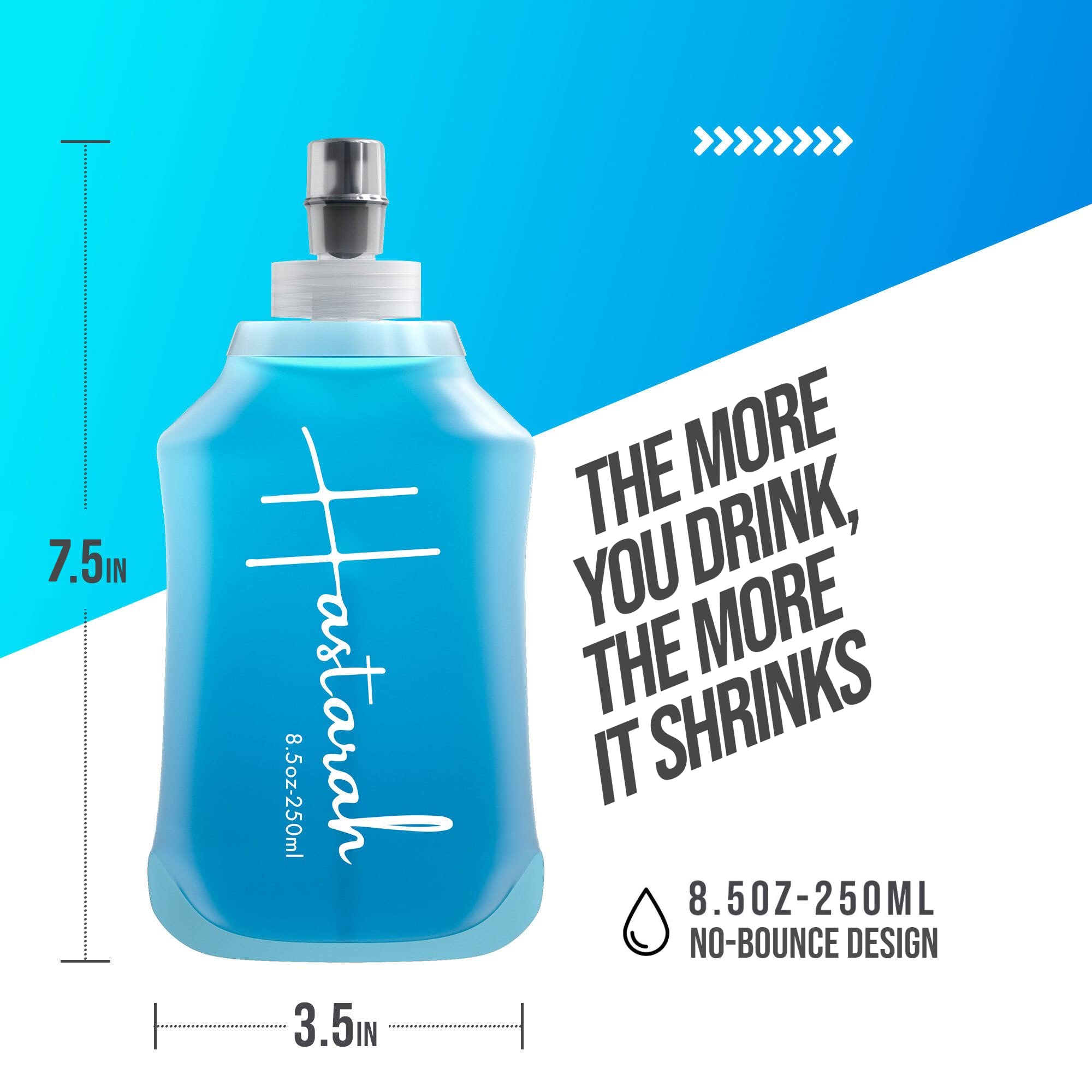 Running Water Bottle Hand Held- Flexible Running Bottle| Collapses As You Drink, Soft Flask Running Bottles, Handheld Water Bott