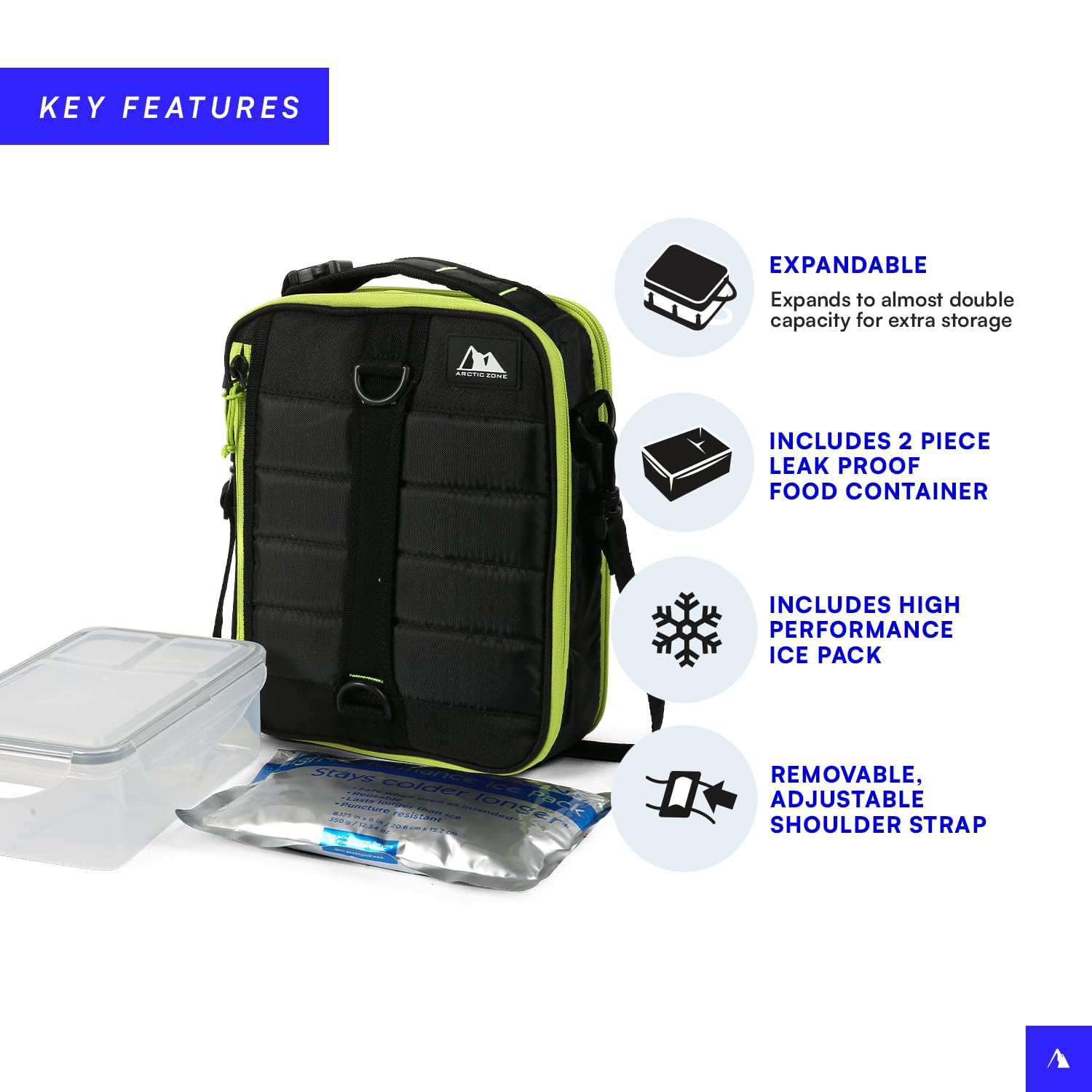 Arctic Zone Ultimate Upright Expandable Lunch Pack, Black