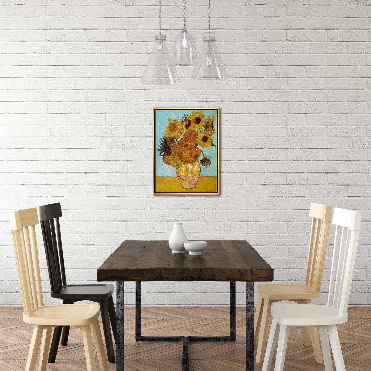 Wieco Art Framed Wall Art Canvas Prints Of Sunflower By Vincent Van Gogh Paintings Reproduction Abstract Wall Decorations For Li