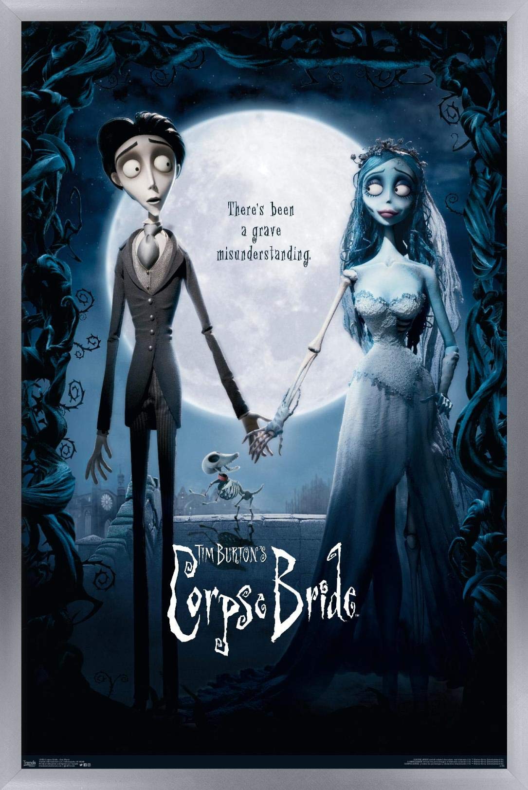 Trends International Tim Burton'S The Corpse Bride - One Sheet Wall Poster, 14.725'' X 22.375'', Silver Framed Version