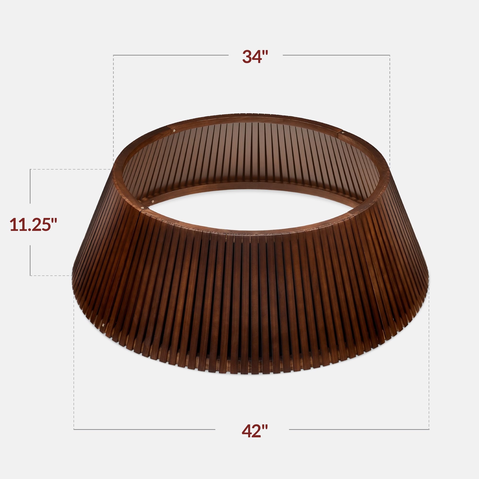 Best Choice Products 36in Christmas Tree Collar, Solid Wood Slatted Tree Skirt Holiday Accessory for Home - Walnut