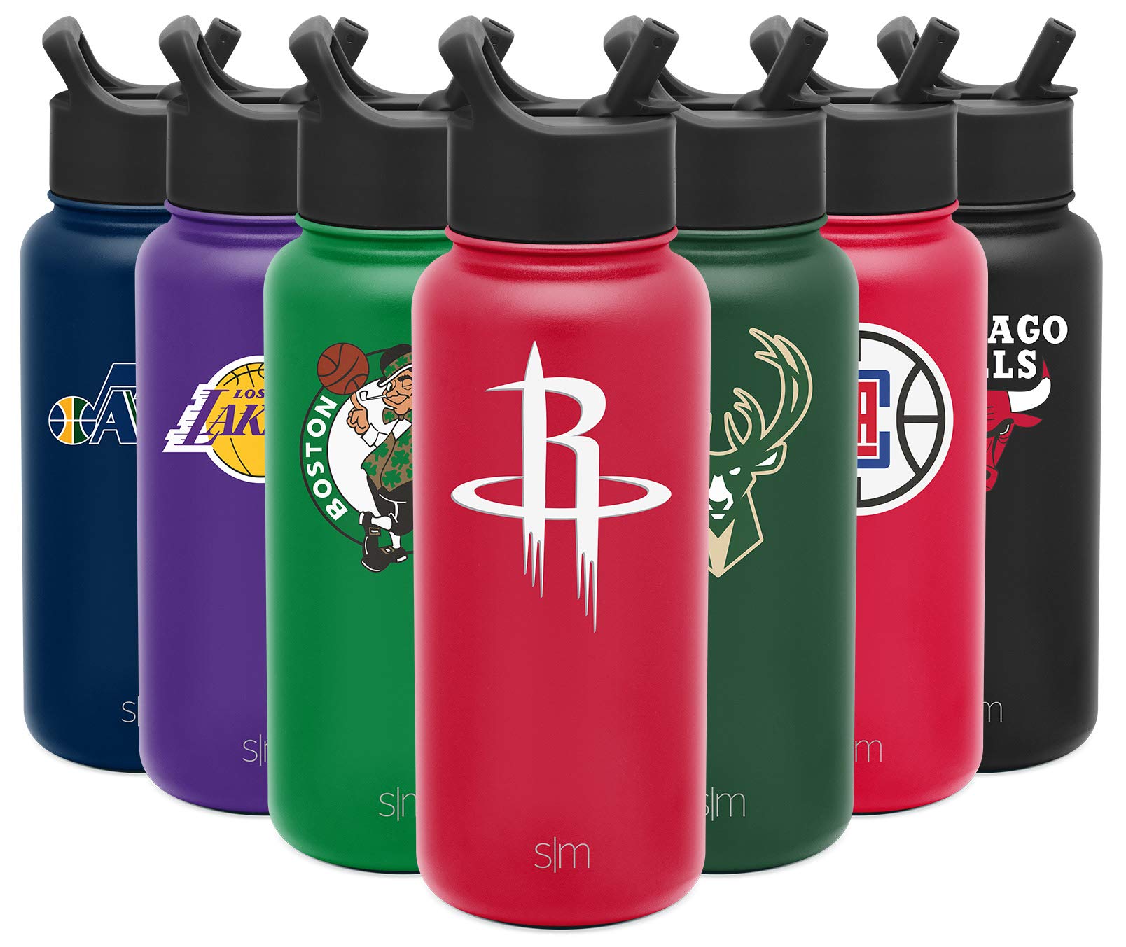 Simple Modern Officially Licensed Nba Houston Rockets Water Bottle With Straw Lid | Vacuum Insulated Stainless Steel 32Oz Thermo
