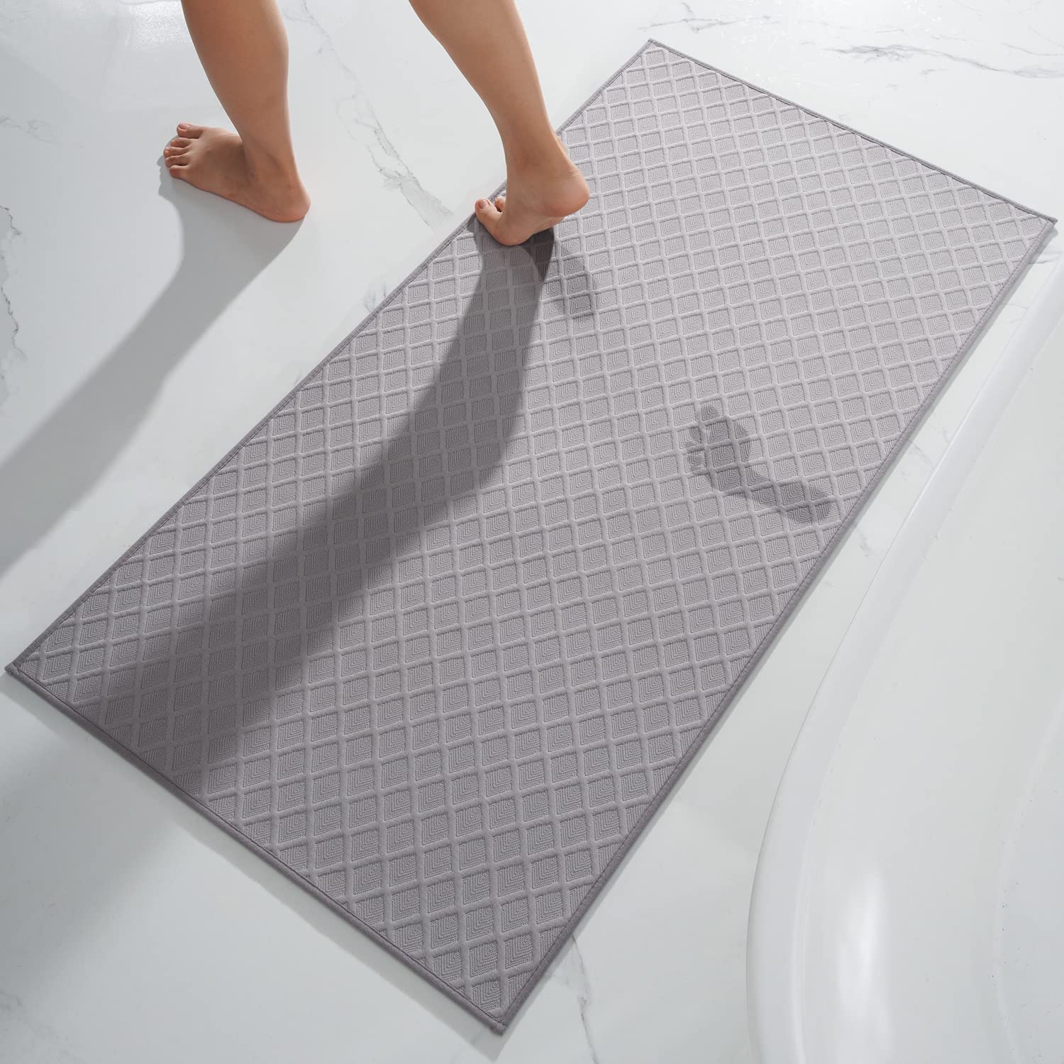 Amoami Bath-Mat,Ultra Thin Bathroom Rugs Runner,Rubber Backed Bath Mats For Bathroom Non Slip,Absorbent Bath Rug For Bathroom Fl