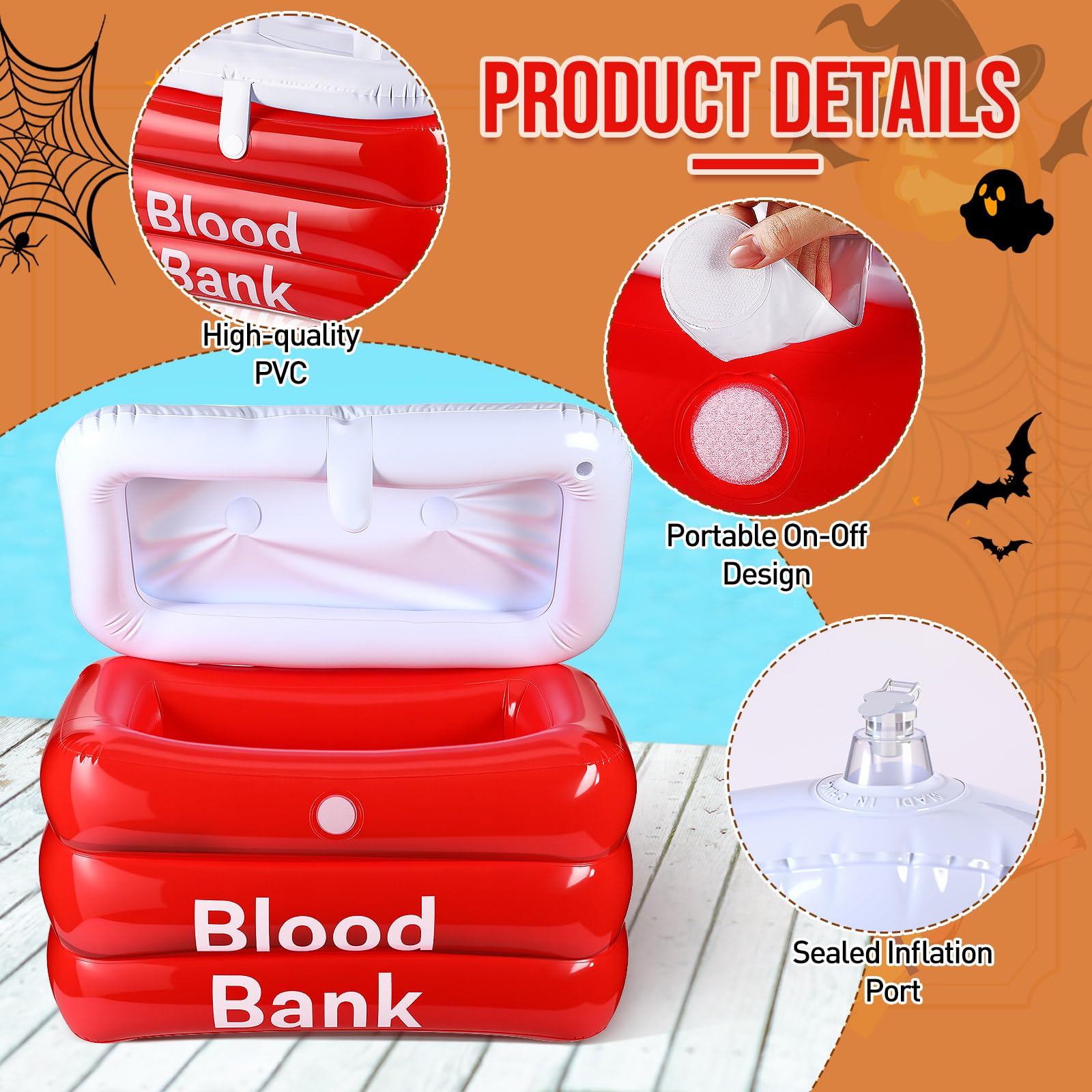 Funnymoom 1 Pcs Halloween Inflatable Cooler Blood Bank Cooler Hospital Themed Blood Bags Container for Beverage Snacks Halloween