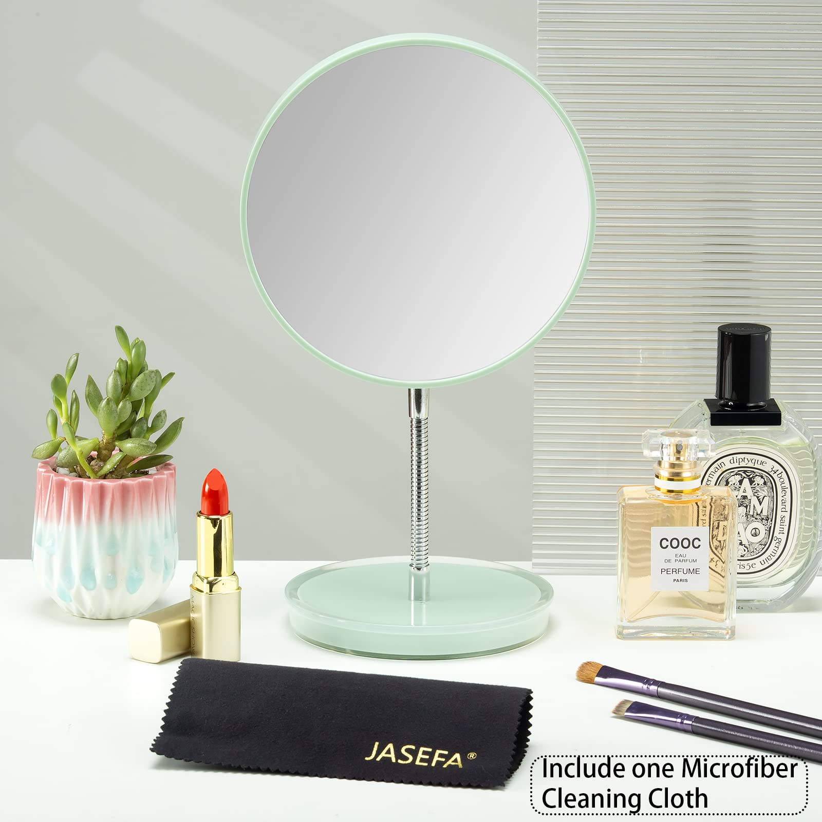 Jasefa Magnifying Makeup Mirror with Stand, Small Vanity Mirror with 1x/7x Magnification, 6 Double Sided Desk Mirror,360 Rotatio