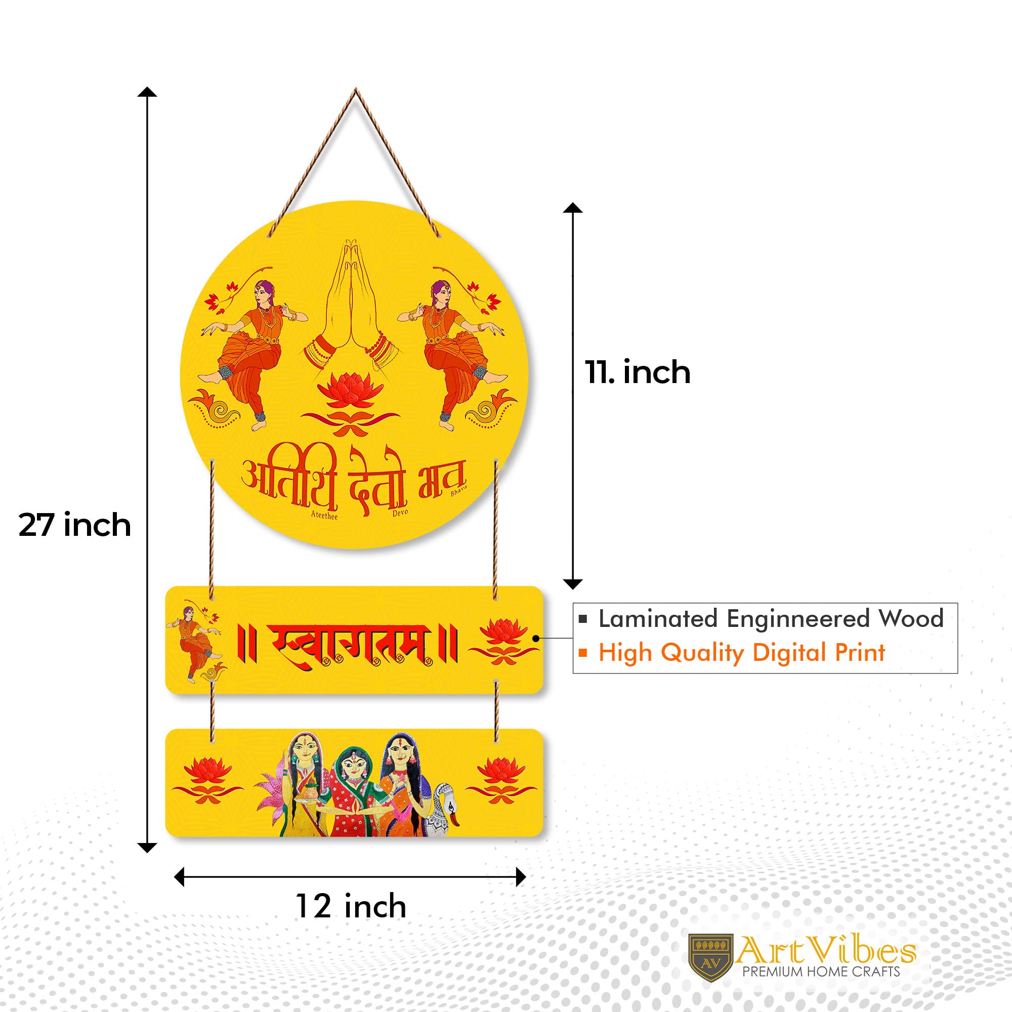 Artvibes Welcome Quote Wooden Wall Hanger | Gifts | Bedroom | Decoration Items for Home | Mdf Wall Decoration for Living Room |