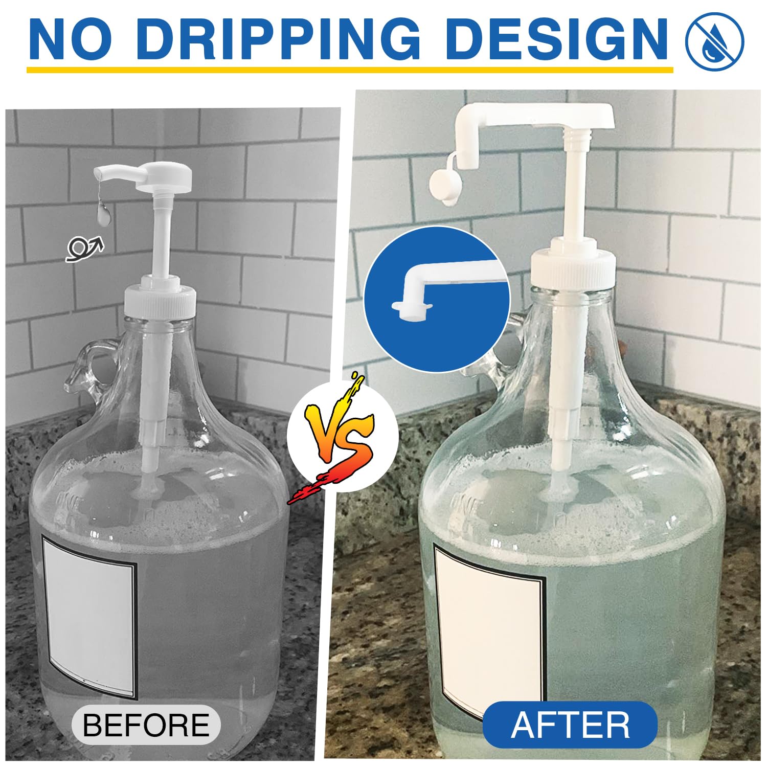 6Pcs Gallon Jug Pump Dispenser, 38-400 Leak Proof Pump For Gallon Jug - Lotion Shampoo Pump Cap Included, Fits 1 Gallon Bottle 6