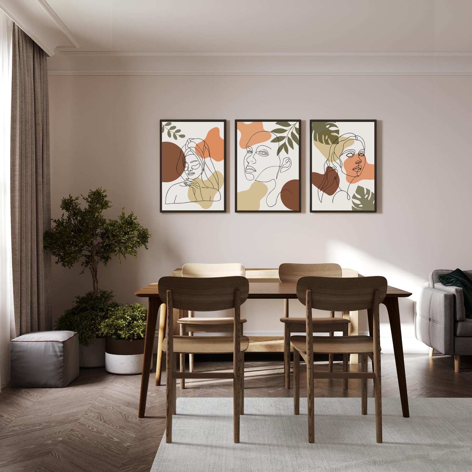 Chalk My Theme Set Of 3 Wood Print Wooden Gallery Wall Art Boho Wall Decor For Living Room - Wall Hangings For Home Decoration -