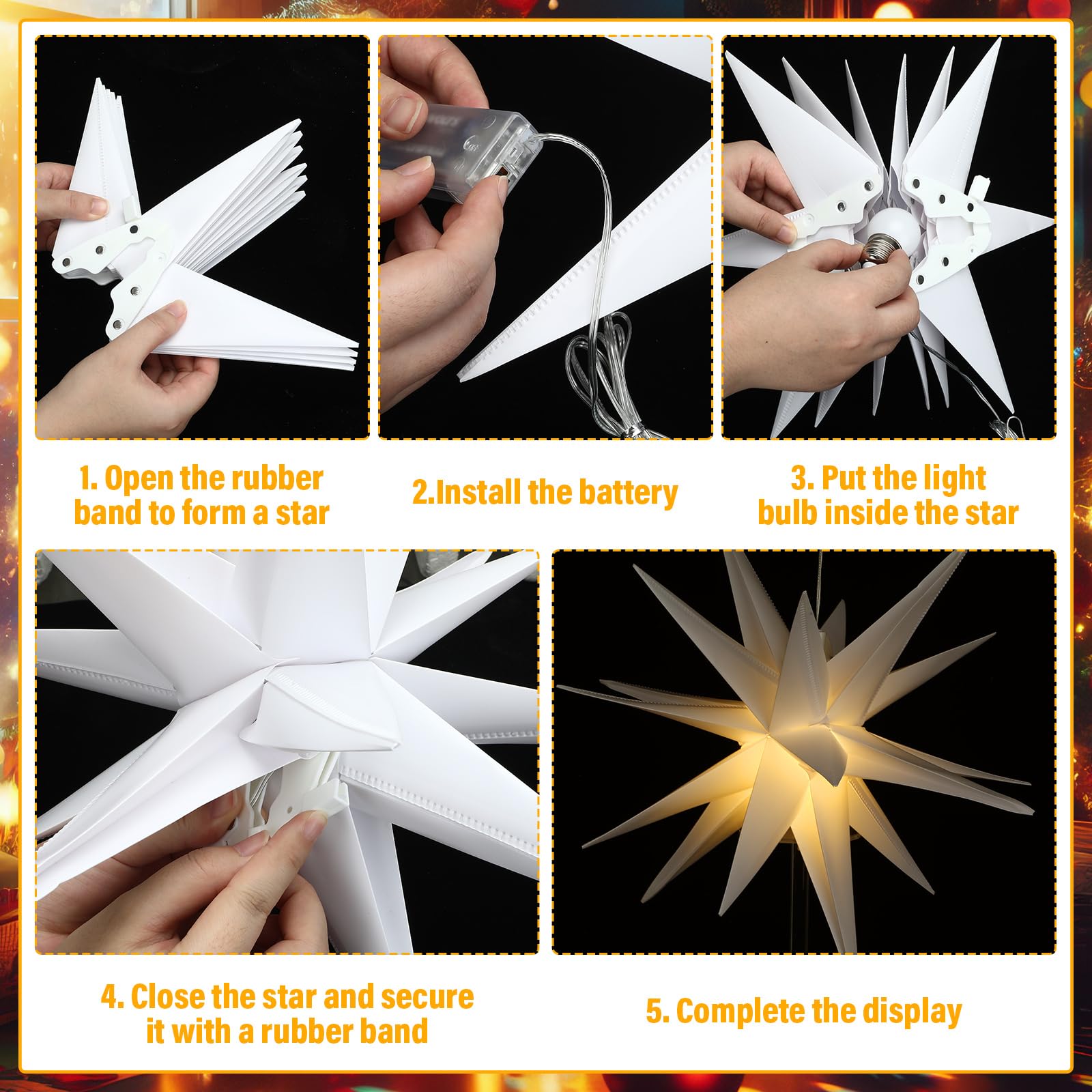 Threlaco 3 Pcs Nativity Scene with 1.6 x 9 m Draping Fabric, Church Decor and Classical Bethlehem Star Lights - Religious Decora