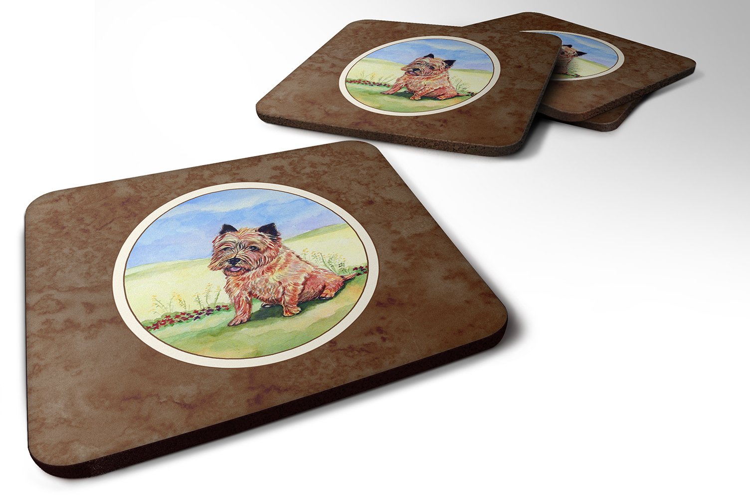 Carolines Treasures Cairn Terrier And The Chipmunk Foam Coasters (Set of 4), 3.5, Multicolor