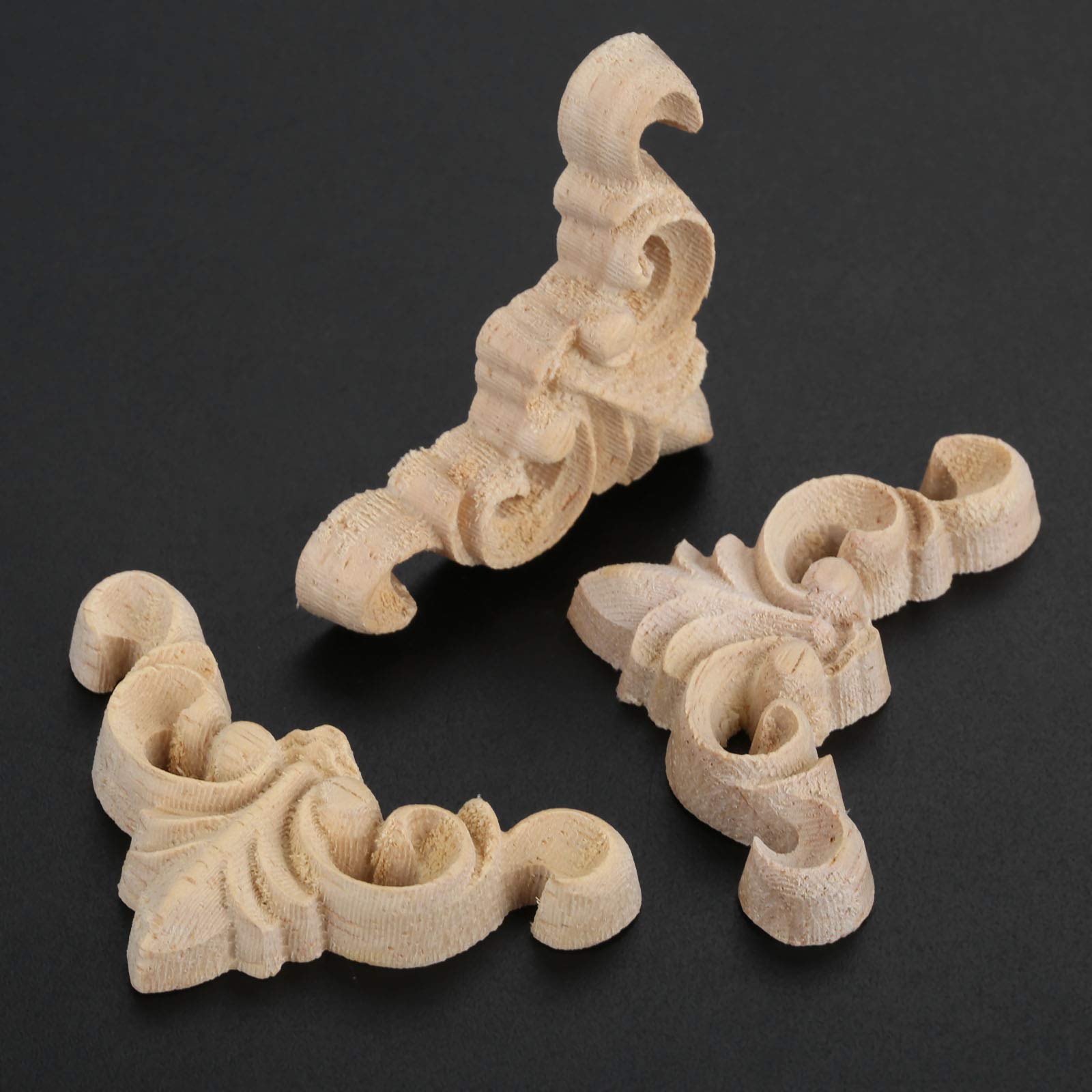 MUXSAM 16Pcs Furniture Onlay Applique Frame for Home  4x4cm/1.57''x1.57''  Unpainted Woodcarving Corner Decal Cabinet Door Wall Ceiling Dresser