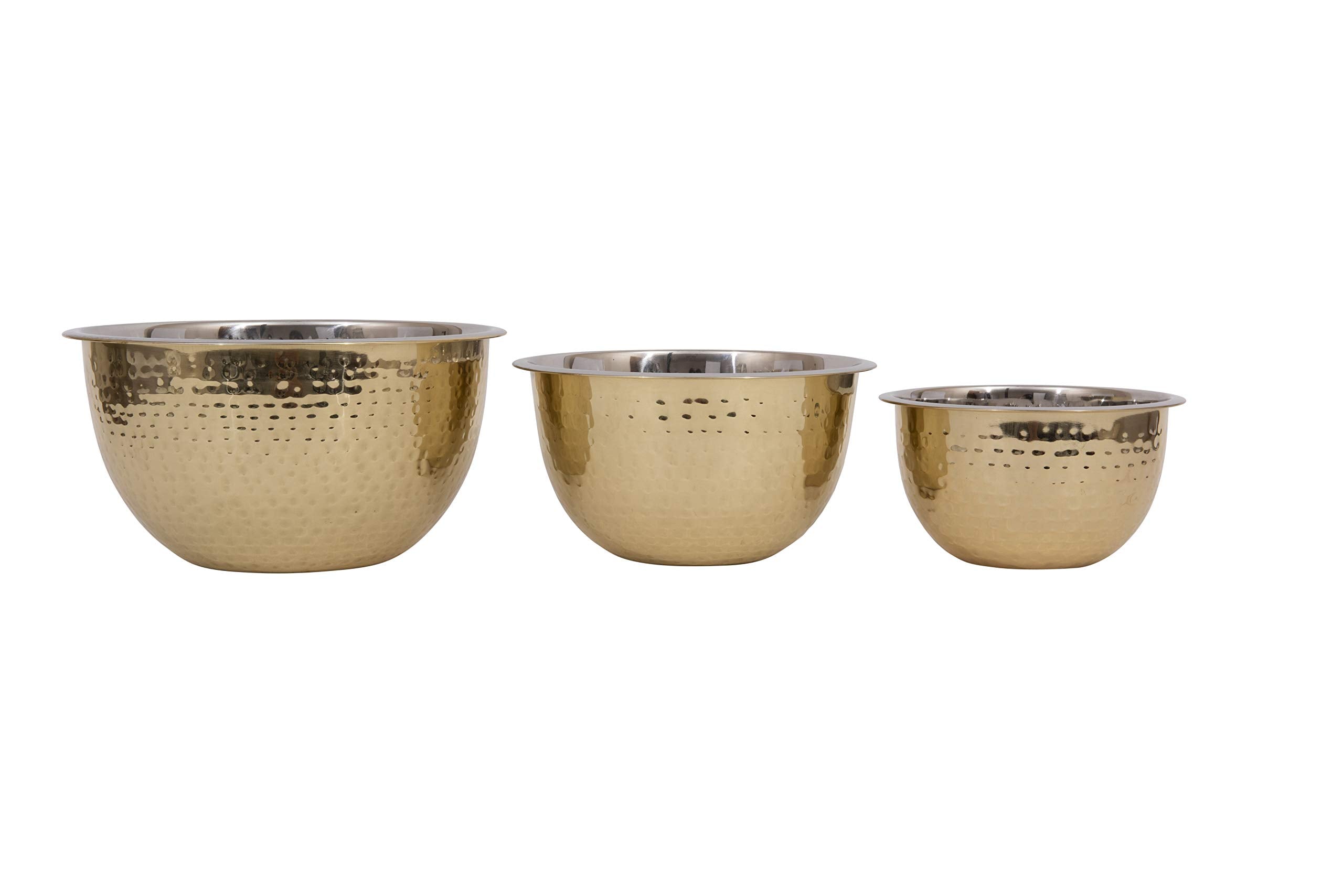Creative Co-Op Hammered Stainless Steel Bowls In Gold Finish (Set Of 3 Sizes)