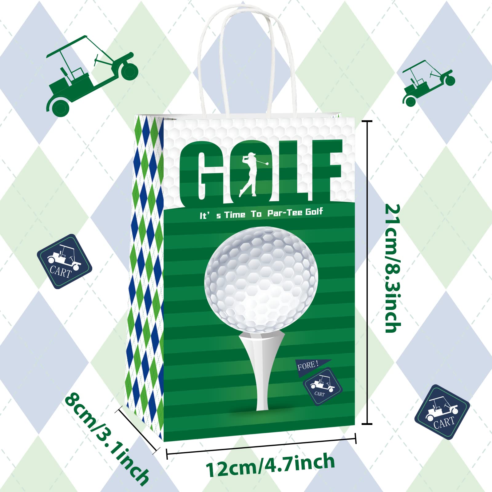 gisgfim 12 Pcs Golf Party Supplies Bags Golf Birthday Party Goody Golf Paper Bags Party Decorations Golf Theme Baby Shower Birthday Party Gifts