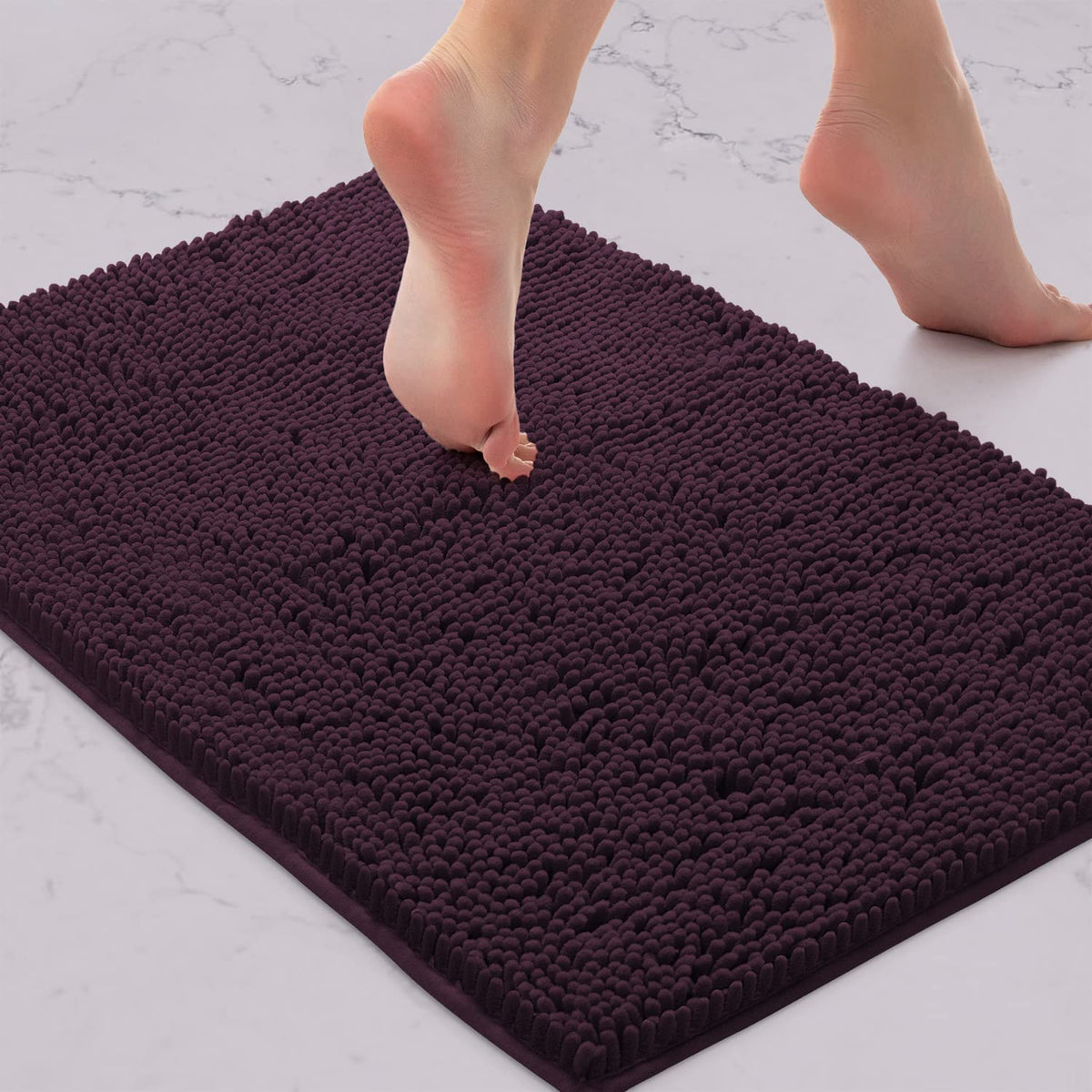 Luxurux Plum Bath Mat-Extra-Soft Plush Bath Shower Bathroom Rug,1 Chenille Microfiber Material, Super Absorbent Shaggy Bath Rug