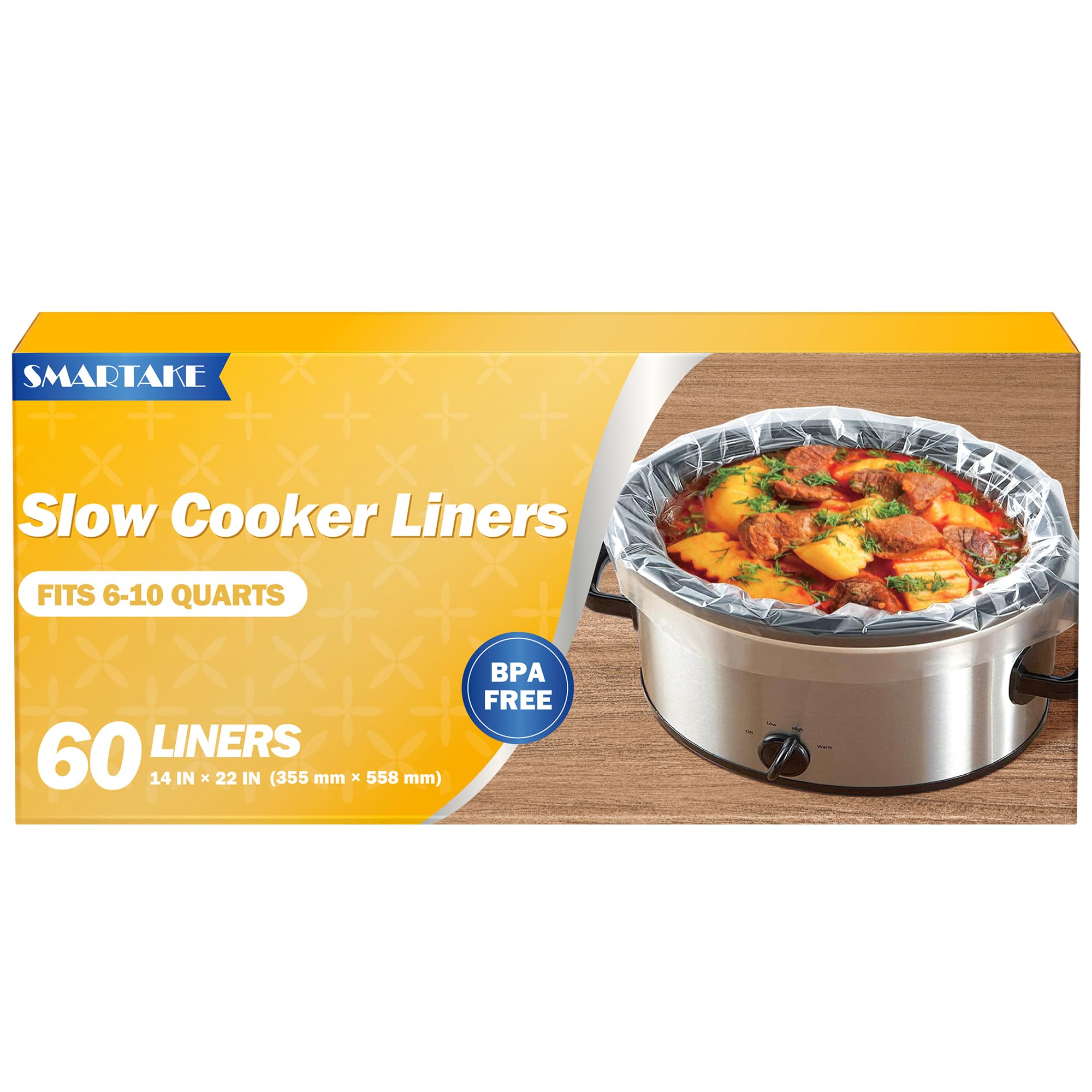 Smartake Slow Cooker Liners, Crock Pot Liners 14''X 22'' Crockpot Liners Disposable Oval Large, Crockpot Bags Liners Extra Large