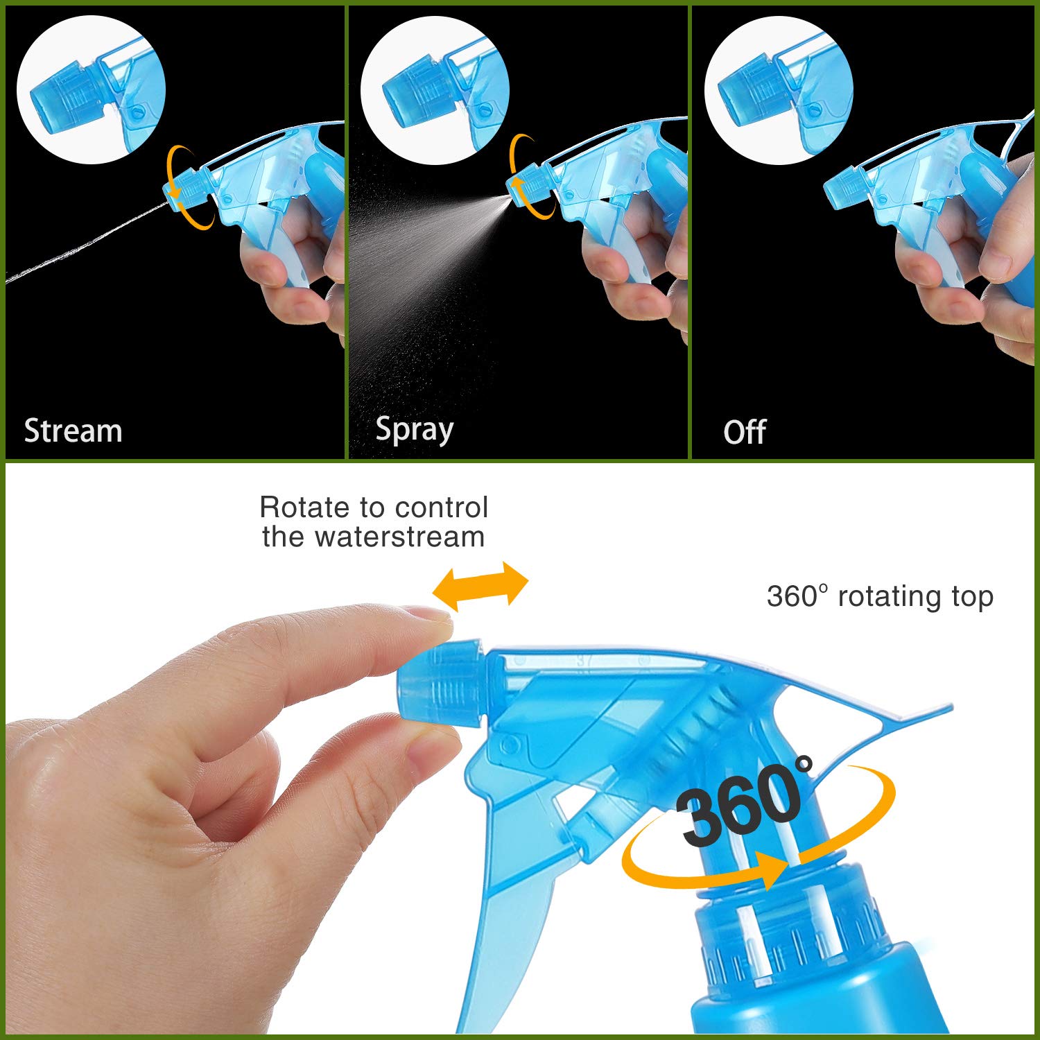 8 Oz Empty Plastic Spray Bottles with Adjustable Nozzle - Durable Trigger Sprayer with Mist & Stream Modes - Refillable Sprayer for Taming Hair  Hair styling  Watering Plants  Showering Pets - 4 Pack