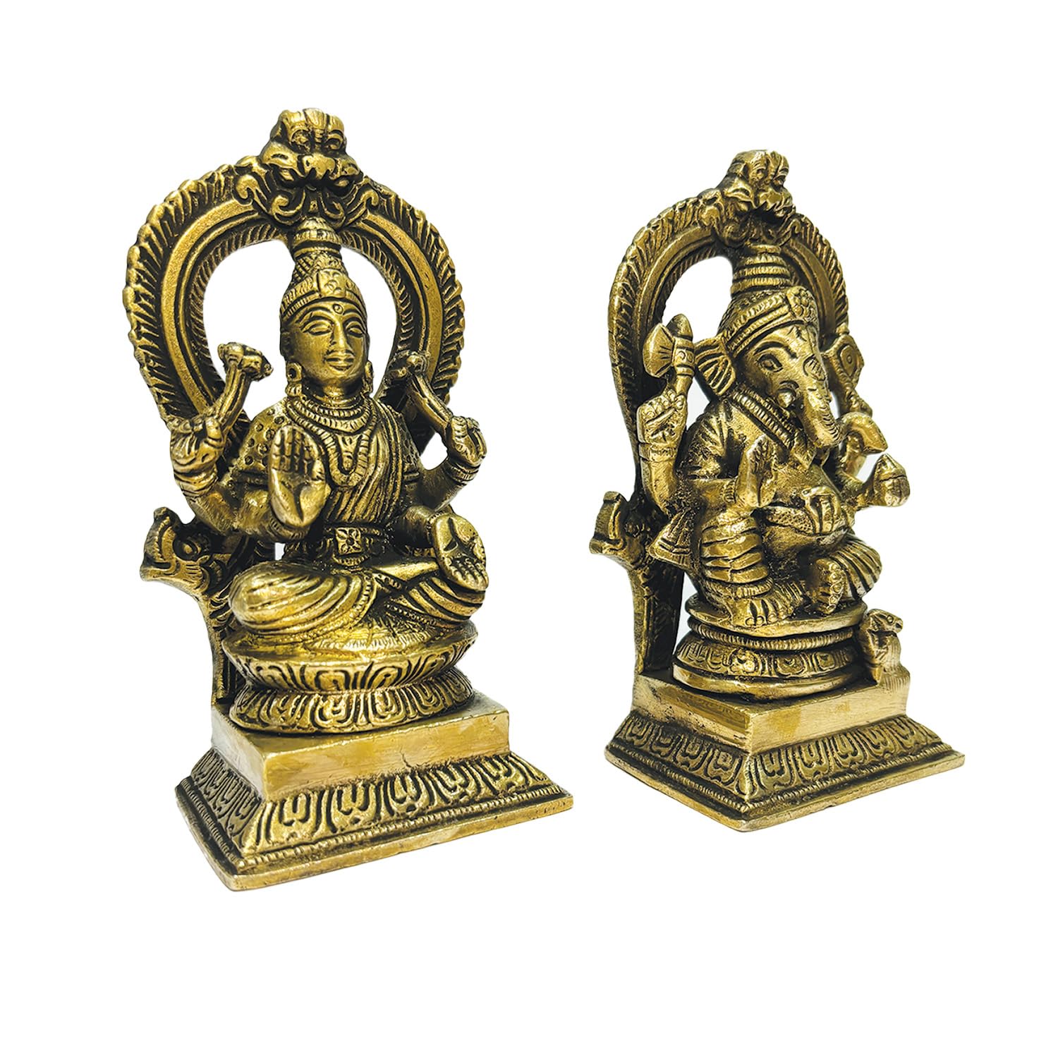 Tapas Homes Brass Ganesha Laxmi Idol Ganesh Lakshmi Bhagwan Murti Sitting Ganpati Statue For Home Office Diwali Puja Dcor Gift 5