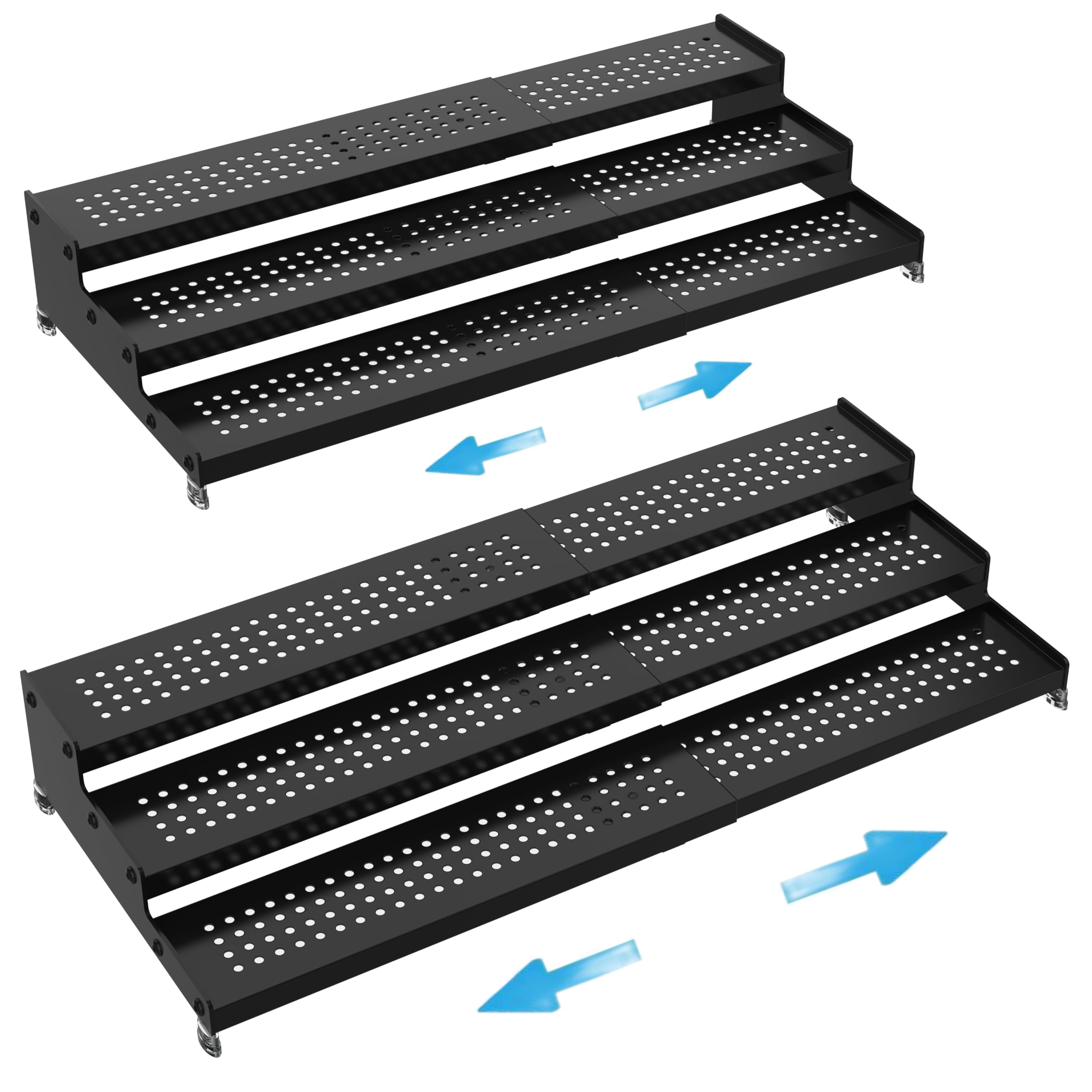 Expandable Spice Rack organizer with 3-Tier step shelf,Modern Design heavy duty,Non Skid and Visibility ,Great for Kitchen Cabin