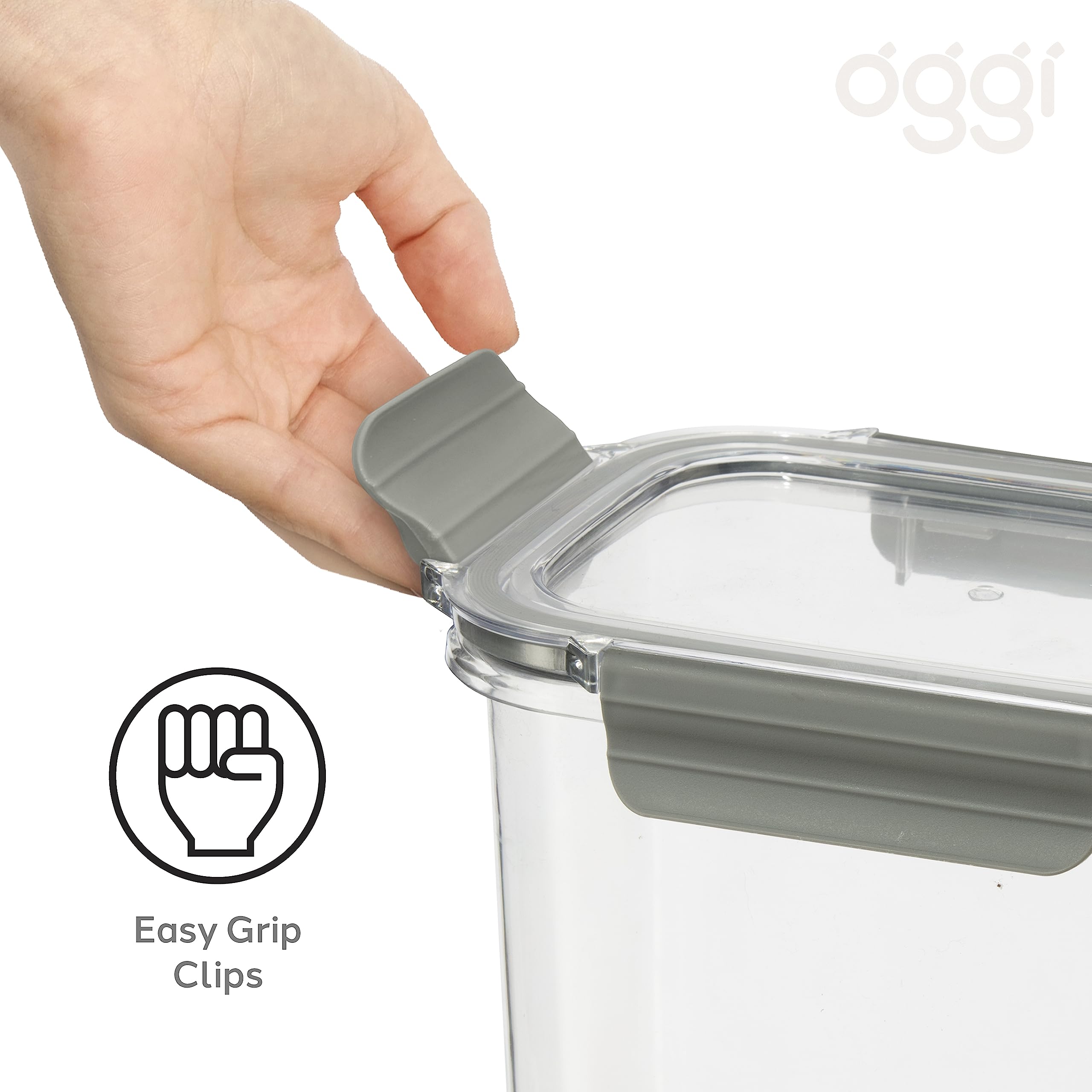 Oggi Clarity Leak-Proof Airtight Food Storage Containers - Set Of 2, Ultra Clear, Bpa Free, Sealable Container With Lid, Ideal K