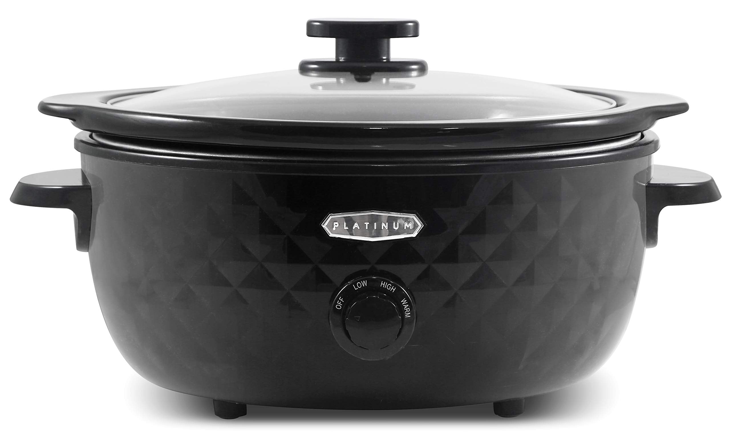 Elite Gourmet 6 Quart Slow Cooker, Black Stoneware, Removable Pot, Dishwasher-Safe, Model MST-1234B