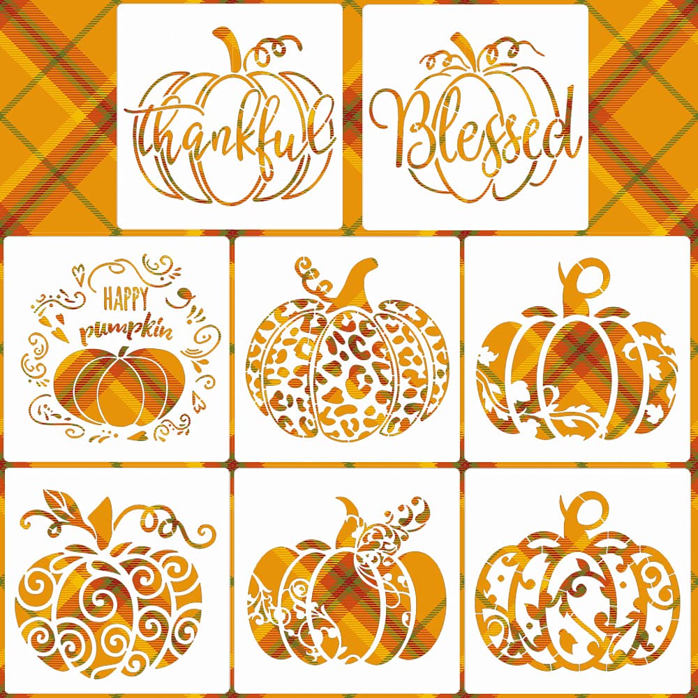 Pumpkin Stencils 8    Fall Stencils Reusable Thanksgiving Autumn Stencil Halloween Stencils For Painting On Wood Wall Door Fabri