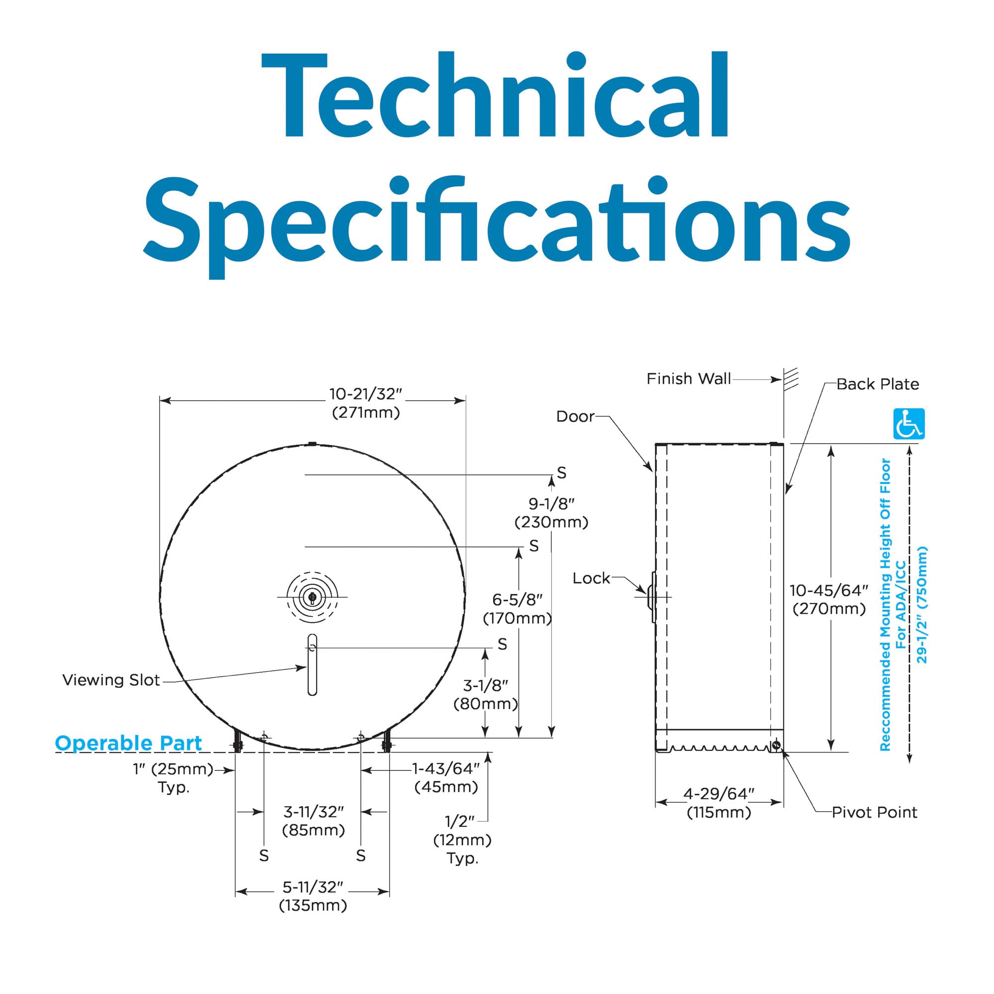 Bobrick Single Jumbo-Roll Surface-Mounted Toilet Tissue Dispenser, Satin-Finish Stainless Steel, Ada Compliant, Secure Locking D