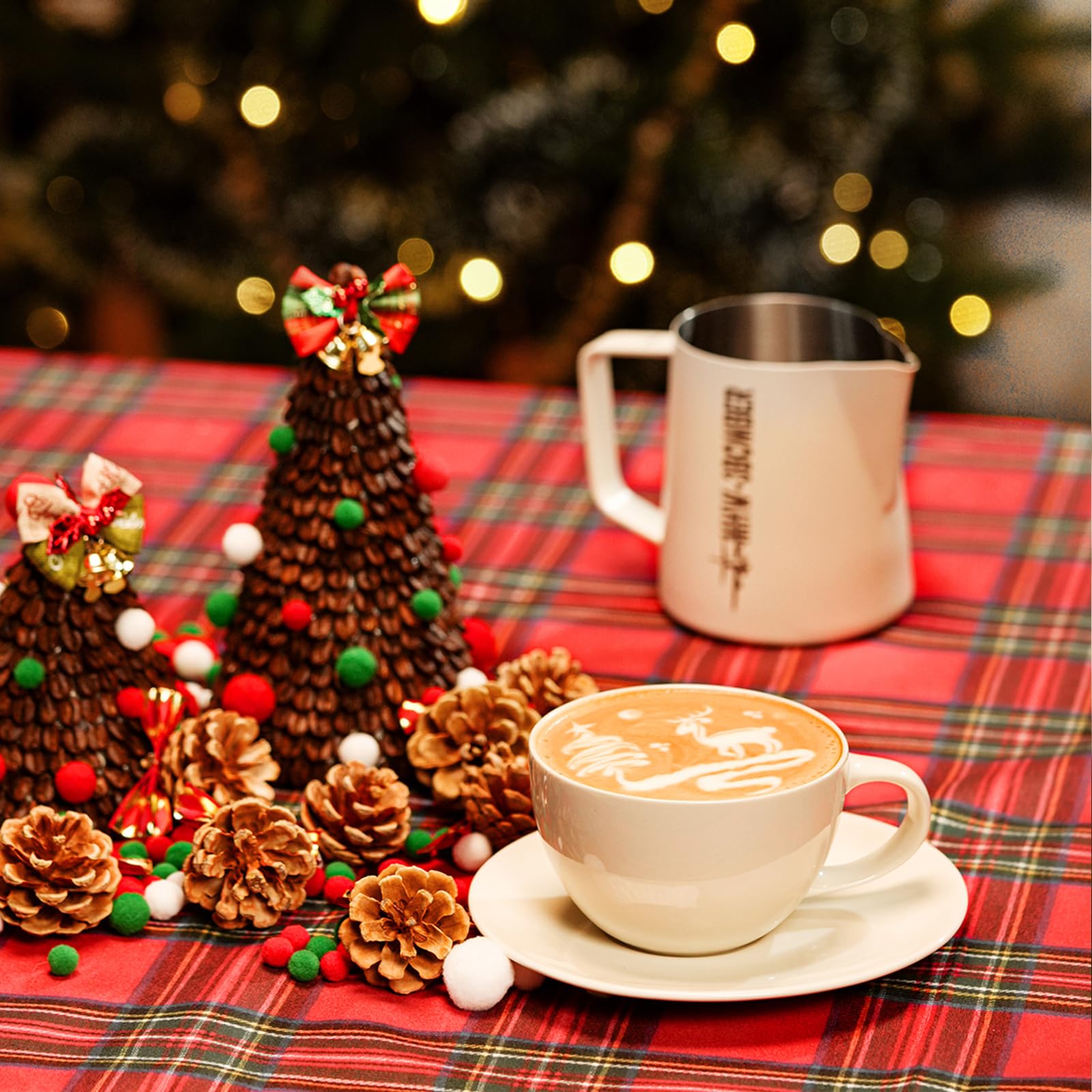 Mhw-3Bomber Latte Art Pitcher Stainless Steel Milk Frothing Pitcher Steamed Espresso Cup Barista Pitcher (Cream White, 16.9Oz/50