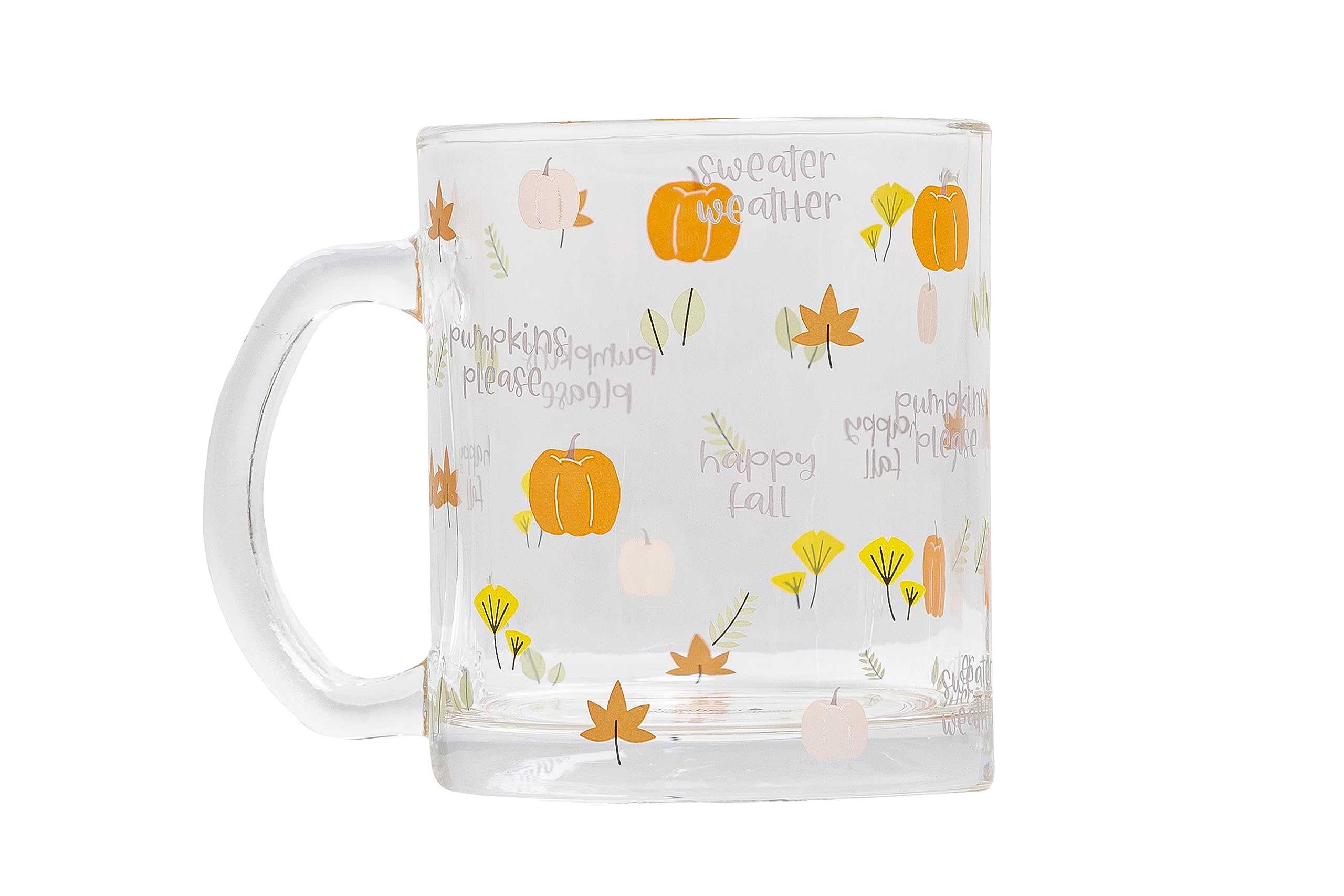 Pearhead Glass Harvest Mug, Halloween Home D  cor, Coffee And Tea Glass Mug, Fall Drinkware Accessories, Seasonal Mug, 12 oz.