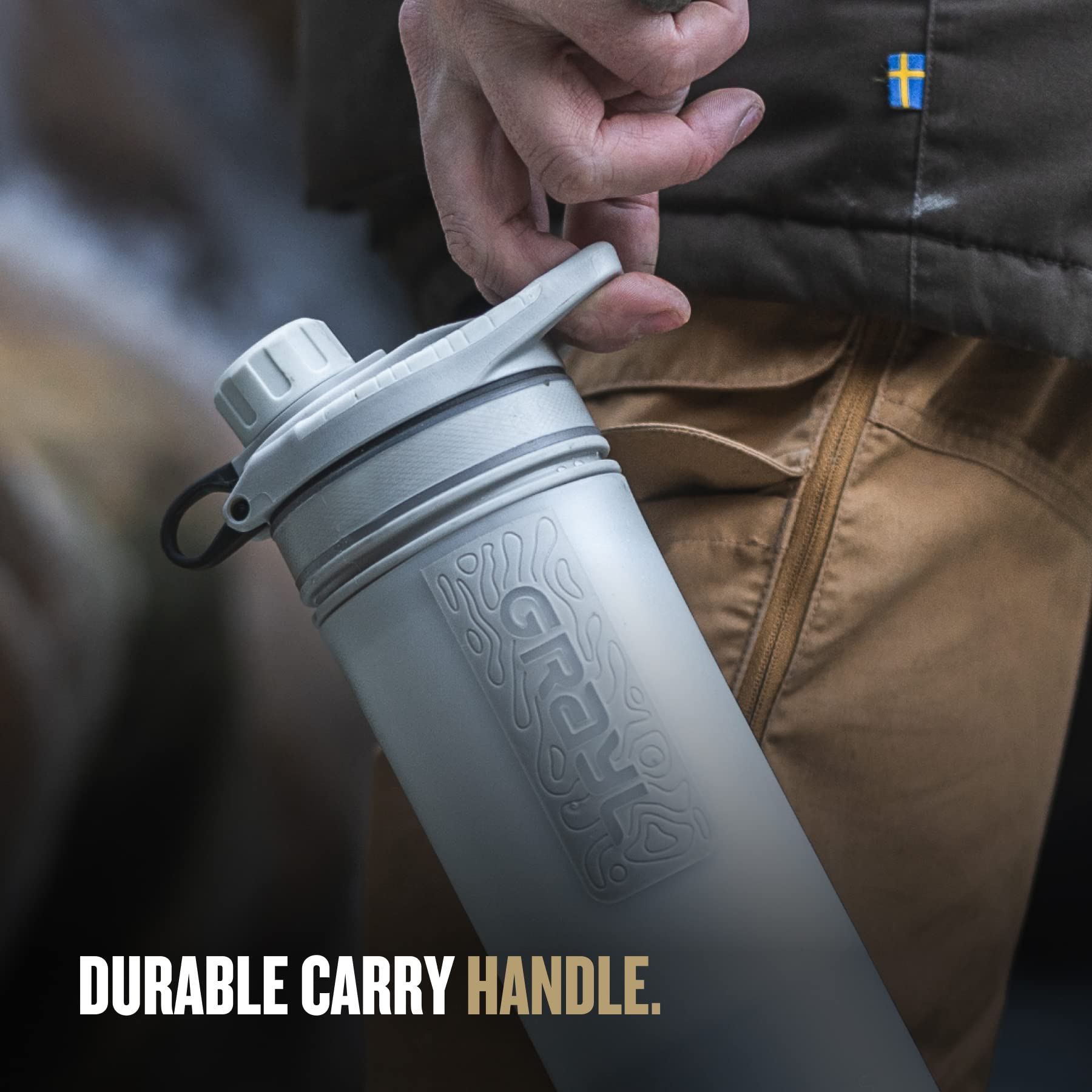 GRAYL GeoPress 24 oz Water Purifier Bottle - Filter for Hiking  Camping  Survival  Travel (Peak White)