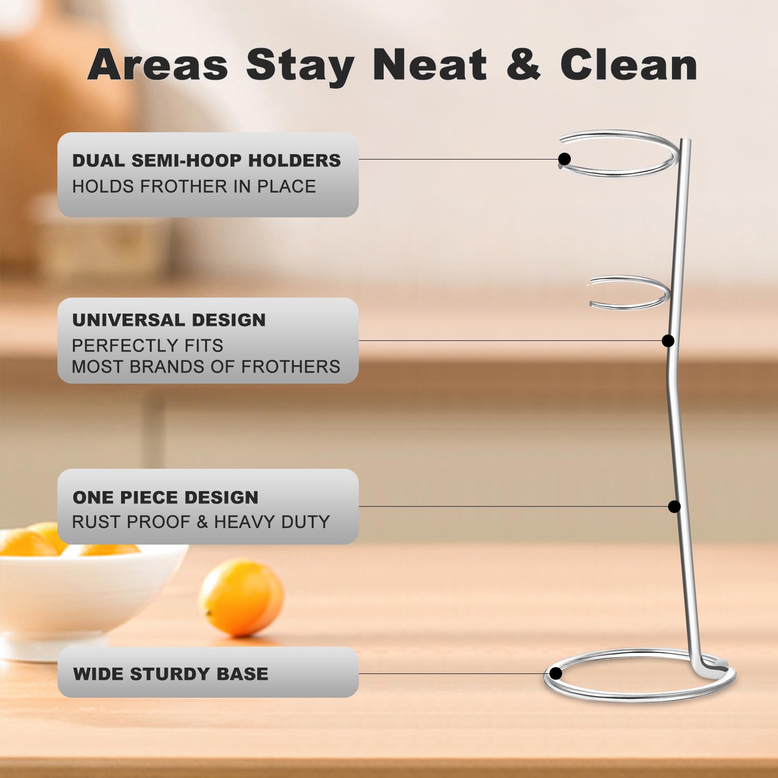 Pacaho Powerful Milk Frother With Stand With Double Whisk, Handheld Electric Foam Maker, Hand Mixer Wand, Portable Mini Blender