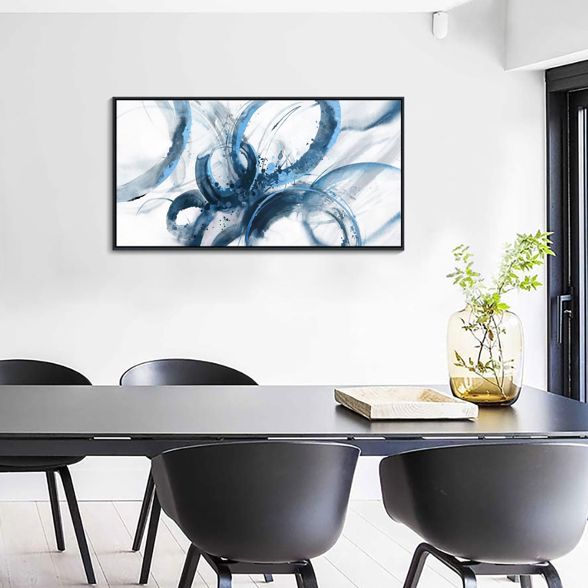 Ajaziko Blue Wall Art Abstract Wall Decor Pictures For Living Room Wall Decoration Print Pictures Canvas Framed Artwork Painting