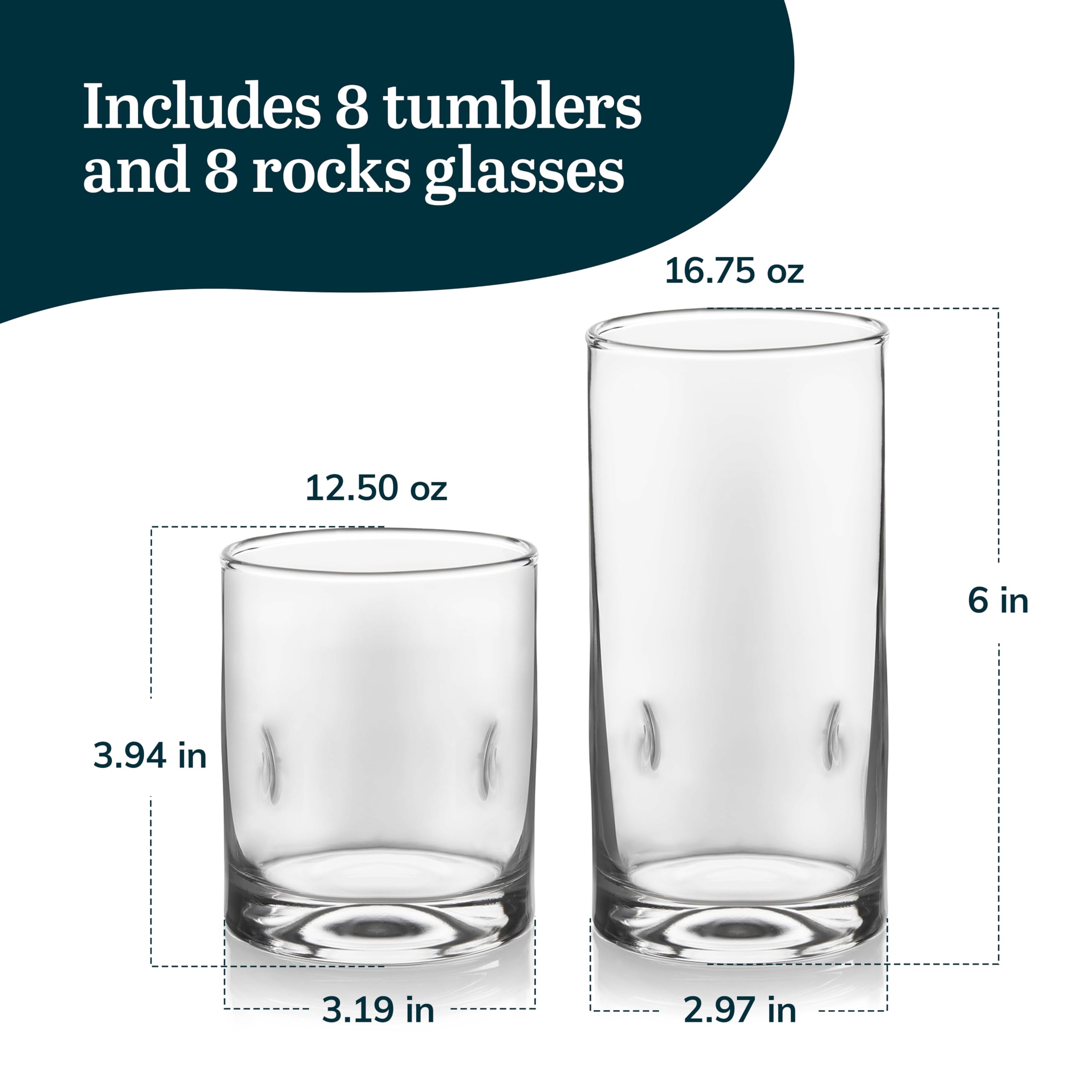 Libbey Impressions 16-Piece Tumbler And Rocks Glass Set