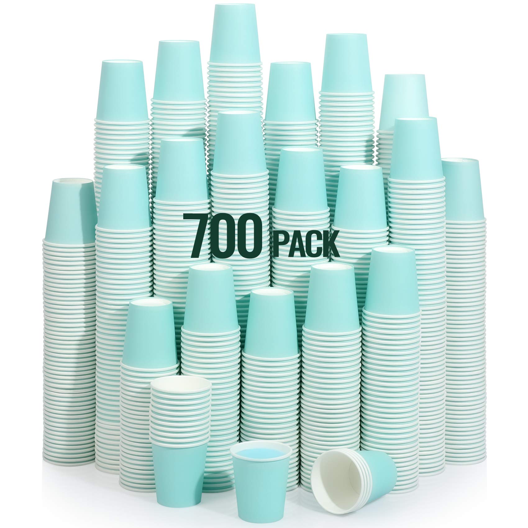Aozita [700 Pack] 3 Oz Paper Cups, Sky Blue Mouthwash Cups, Disposable Bathroom Cups, Espresso Cups, Paper Cups For Party, Picni