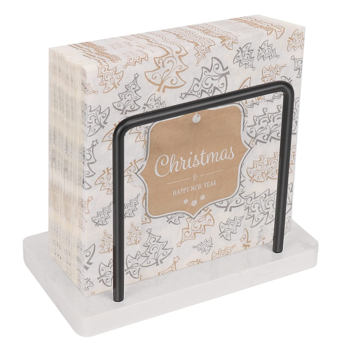 Livabber Napkin Holder, Metal Napkin Holder Modern Freestanding Tissue Paper Dispenser For Table Kitchen Countertop (Marble Base
