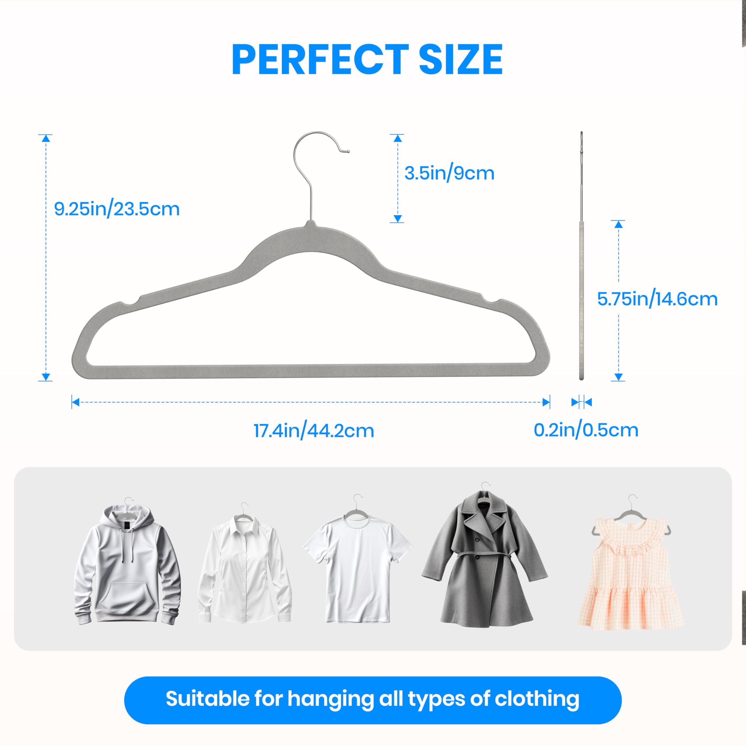 Yssoa Velvet Hangers 60 Pack, Non-Slip Clothes Hangers With Shoulder Notches, 360 Swivel Hooks, Heavy Duty Standard Hangers For