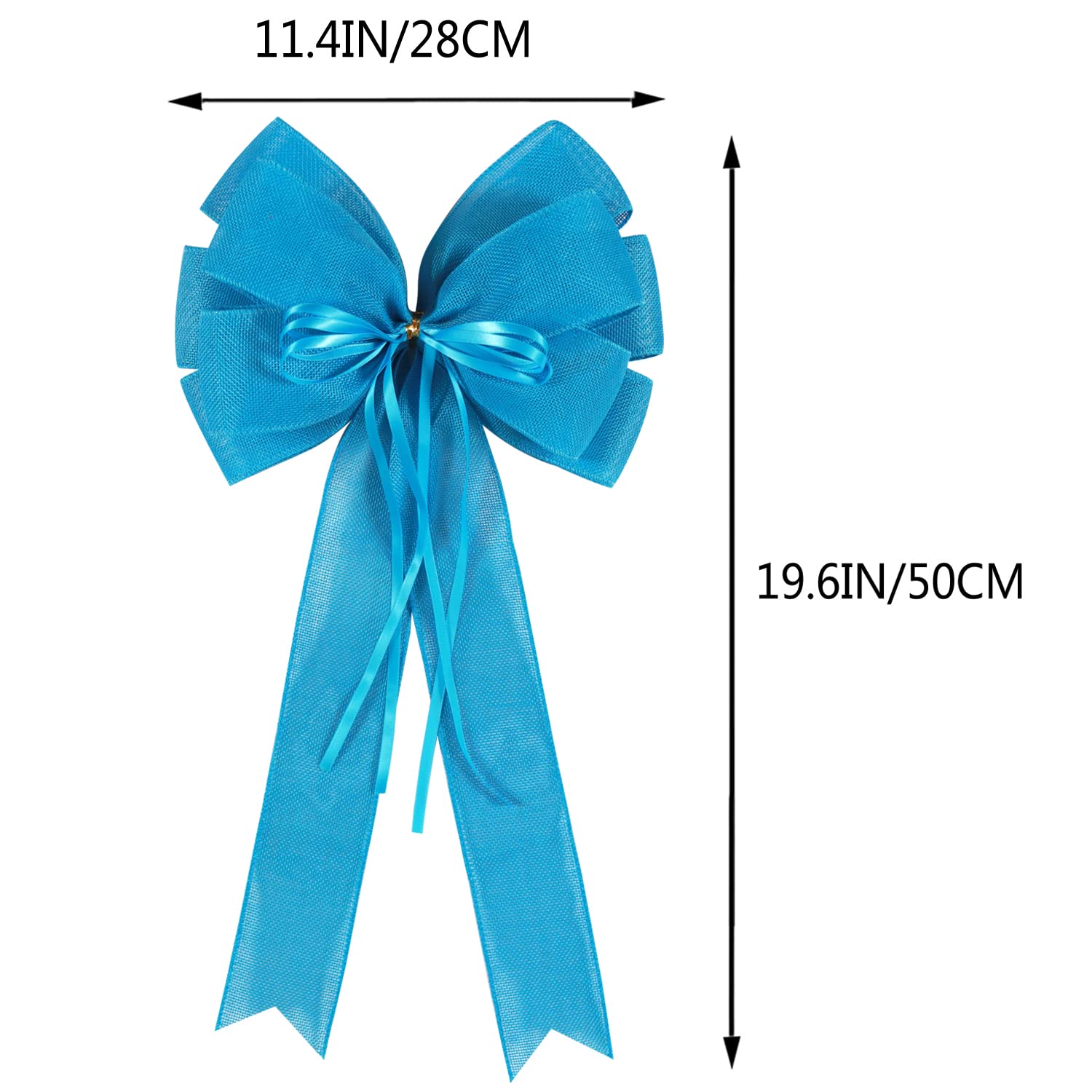 2 Pcs Large Blue Easter Wreath Bow Decor,Spring Summer Tree Topper Bow Decorations,Decorative Bow with Blue Burlap and Glitter S