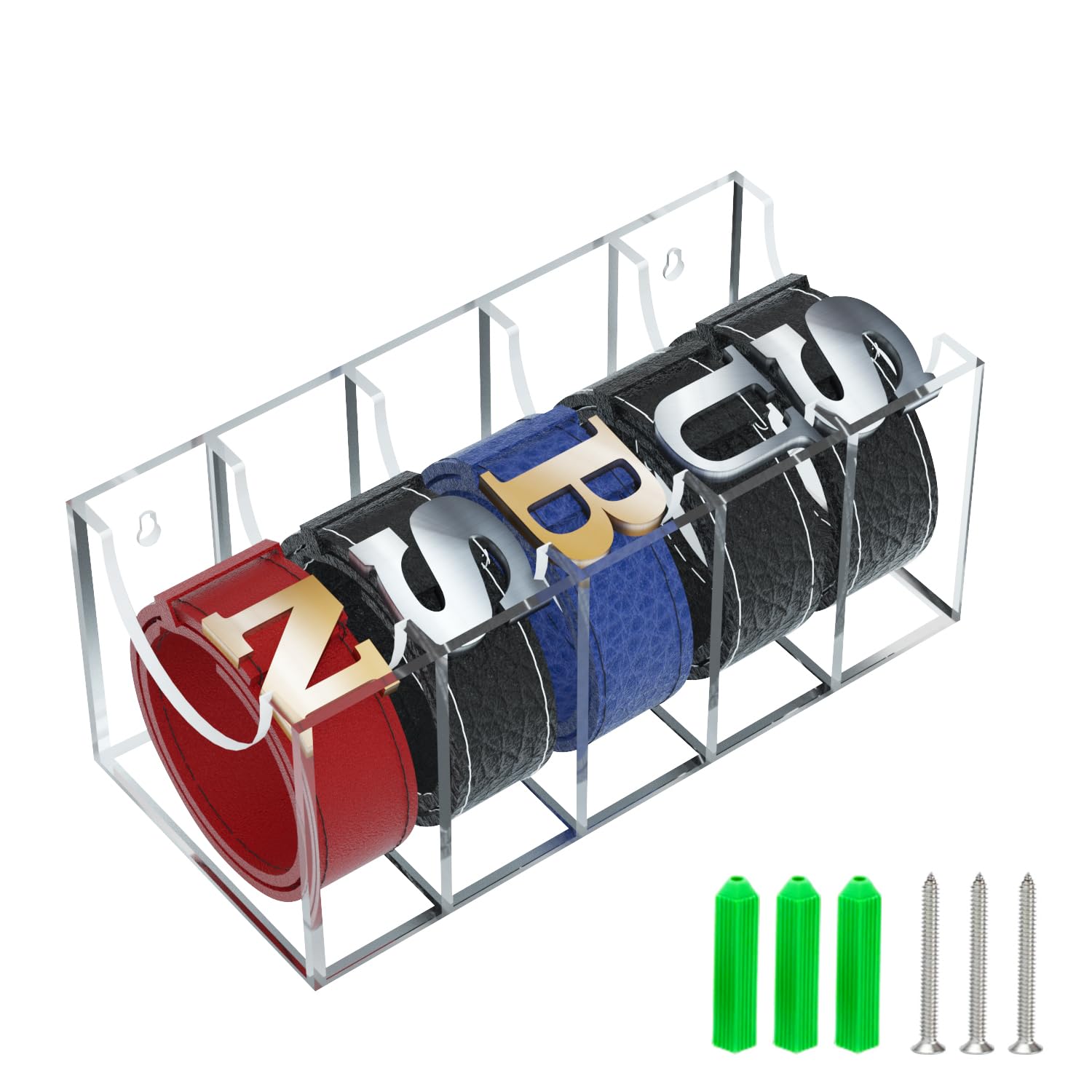 Gti Belt Organizer,Acrylic 5 Compartments Belt Organizer For Closet And Wall,Belt Storage Holder For Drawer,Clear Belt Display C
