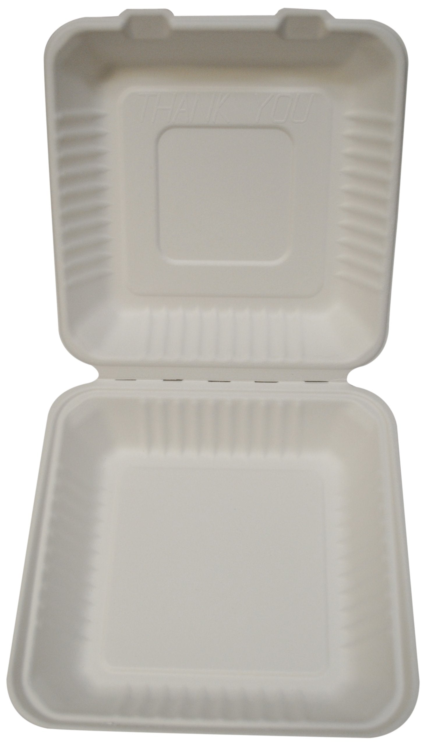 PrimeWare HL-91 White Molded Fiber Hinged Lid Container, 9 Length x 9 Width x 3-3/16 Height, Large (Case of 200)