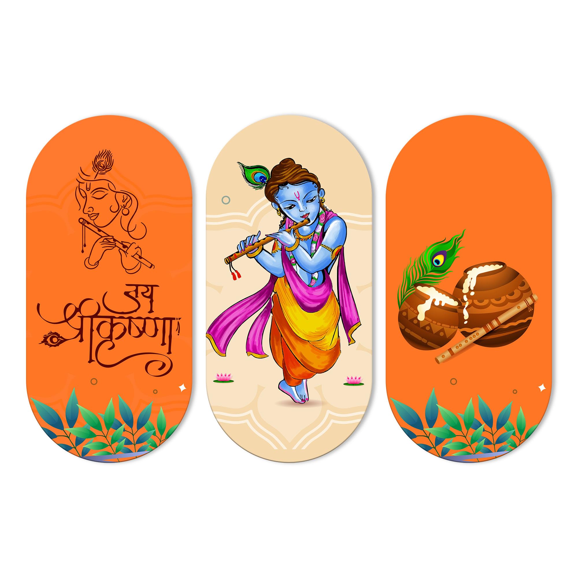 Artvibes Shri Krishna Wall Hanging Home Decorative Wall Art For Living Room | Spiritual Decor Items | Wall Illustrations | Artwo